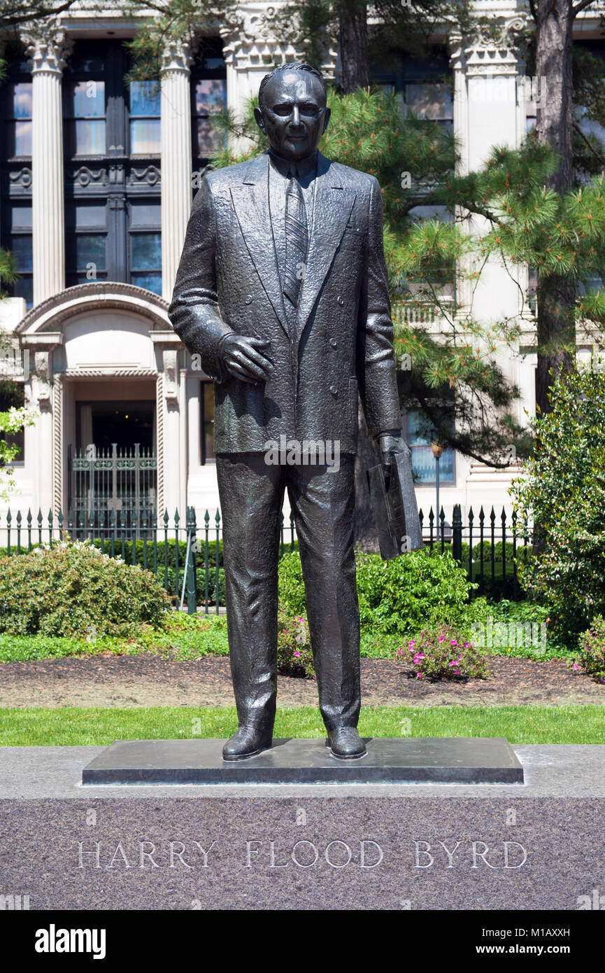 Harry Hood Byrd monument on the grounds of the State Capitol, Richmond, Virginia, USA. Stock Photo