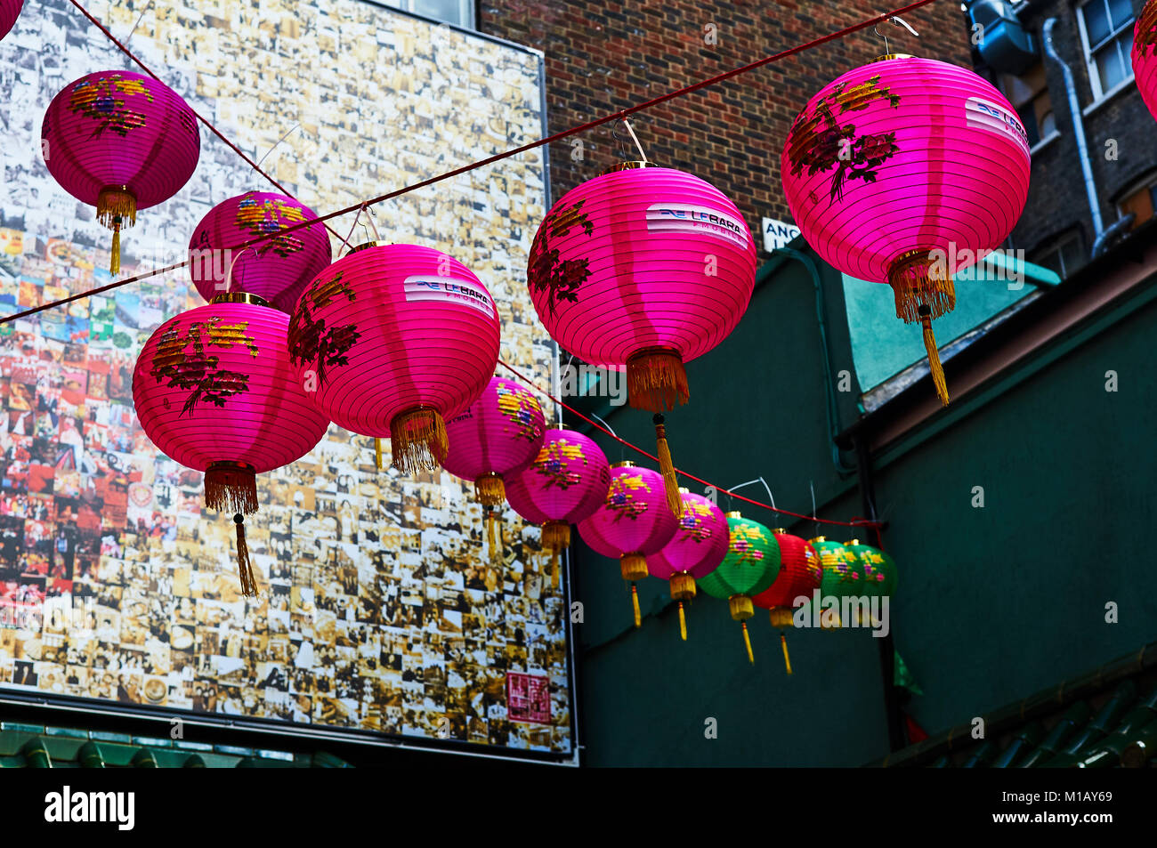 Red lantern in Chinatown London chinese new year Stock Photo