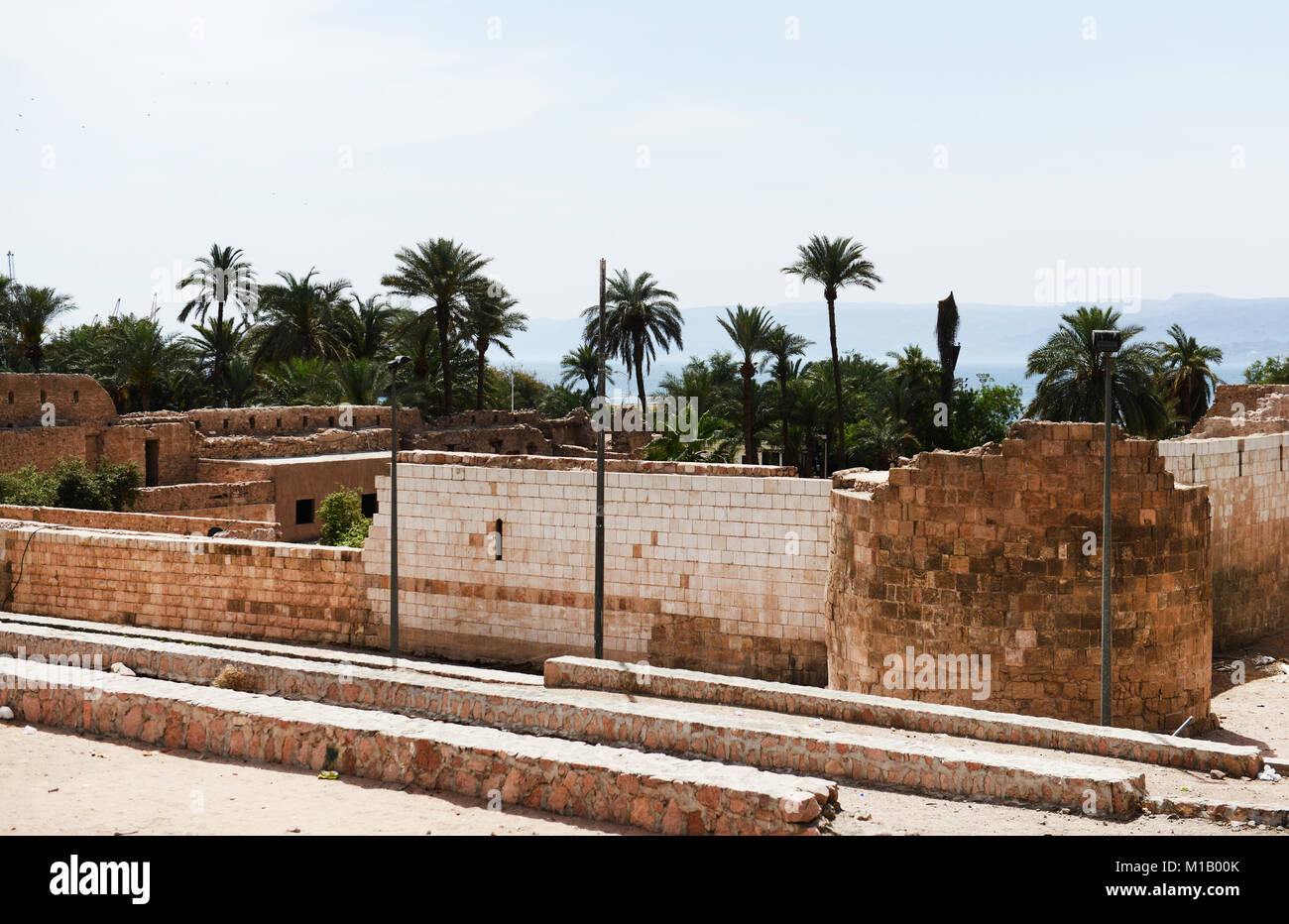 Ruins in the Aqaba archaeological park in Aqaba, Jordan. Stock Photo
