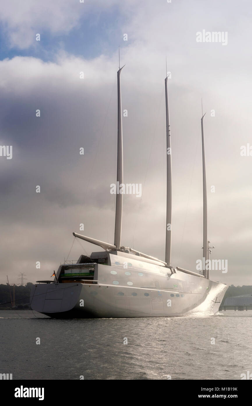 Sailing Yacht "White Pearl", "Sailing Yacht A" in the Port of Kiel