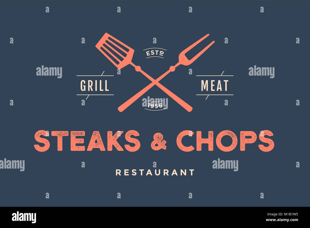 Label of restaurant with grill symbols Stock Vector Image & Art Alamy