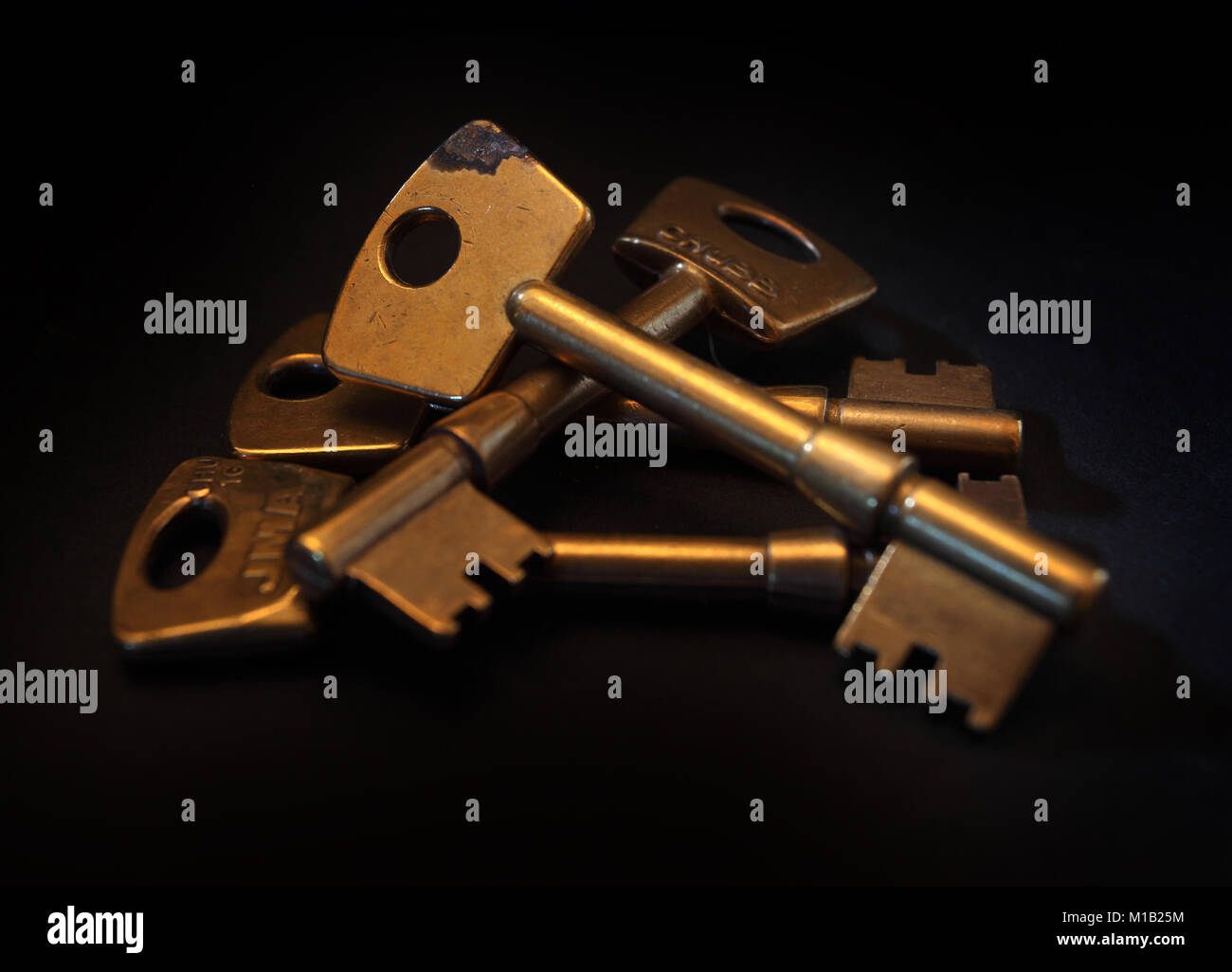 A set of brass keys Stock Photo Alamy
