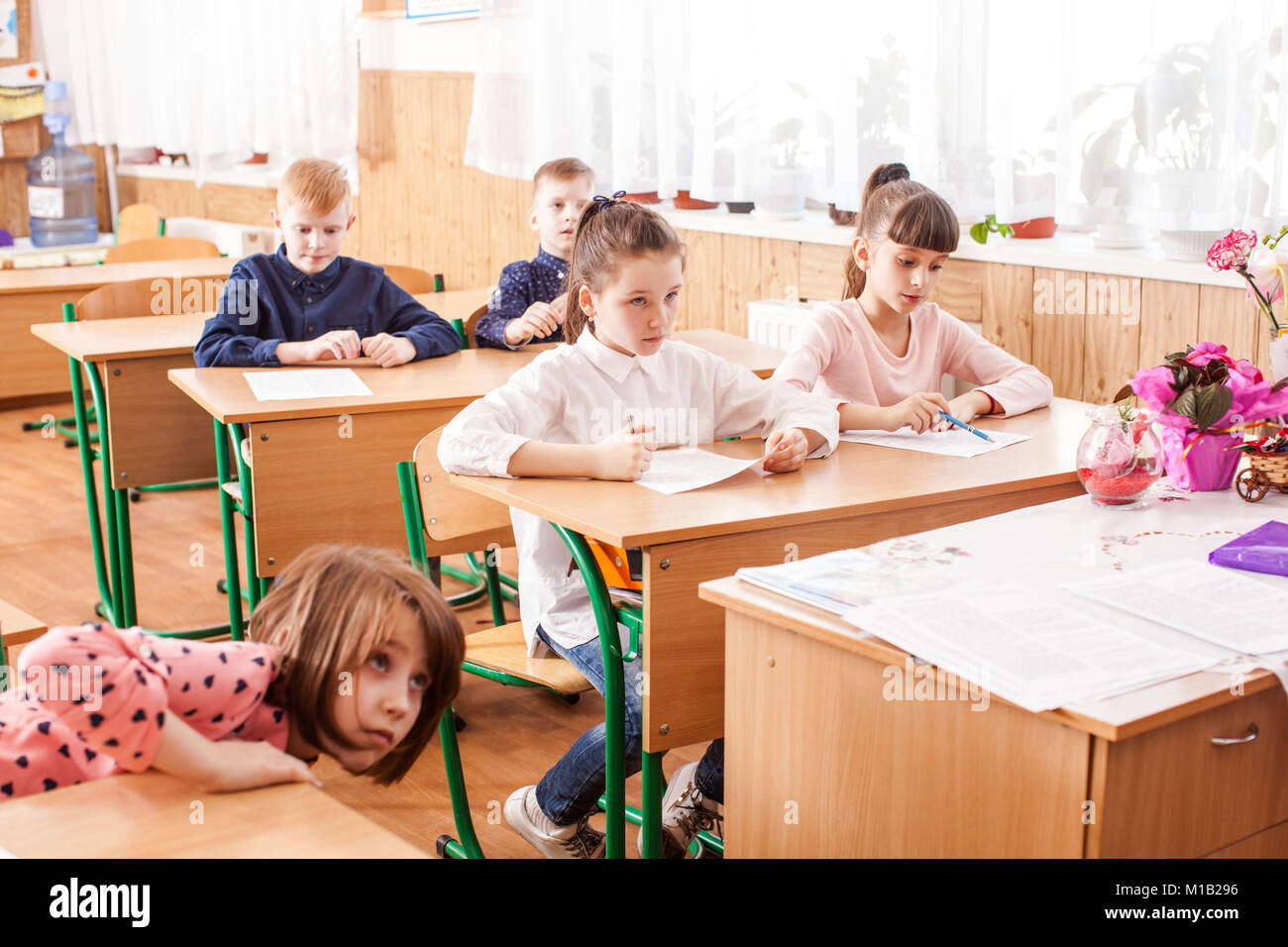 Children taking an exam Stock Photo