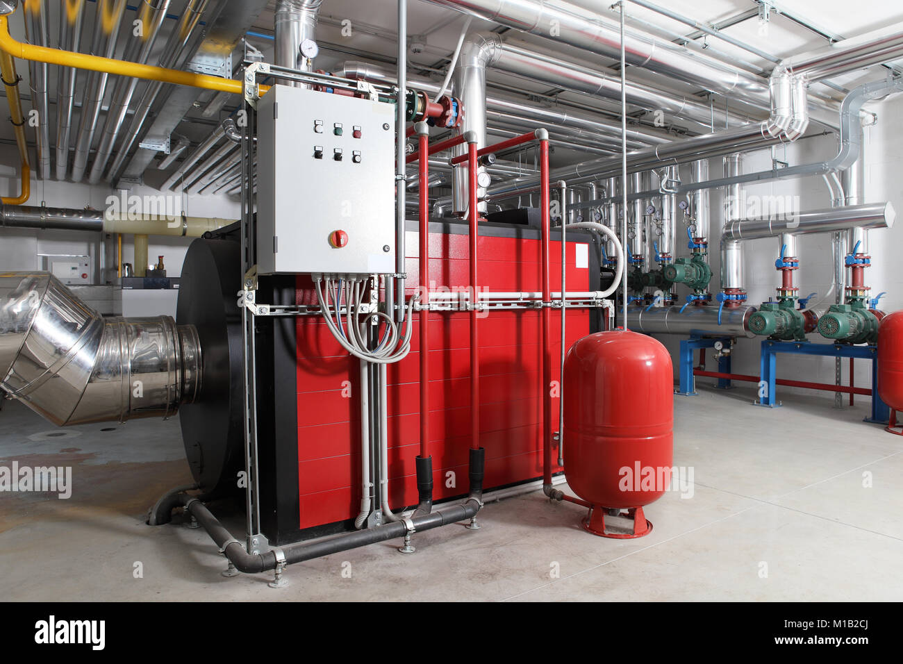 central heating and cooling system control in a boiler room Stock Photo Alamy