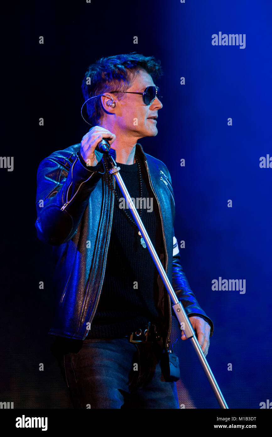 The Norwegian pop-rock group A-ha performs a live concert at Koengen in  Bergen. Here singer and songwriter Morten Harket is seen live on stage.  Norway, 07/05 2016 Stock Photo - Alamy