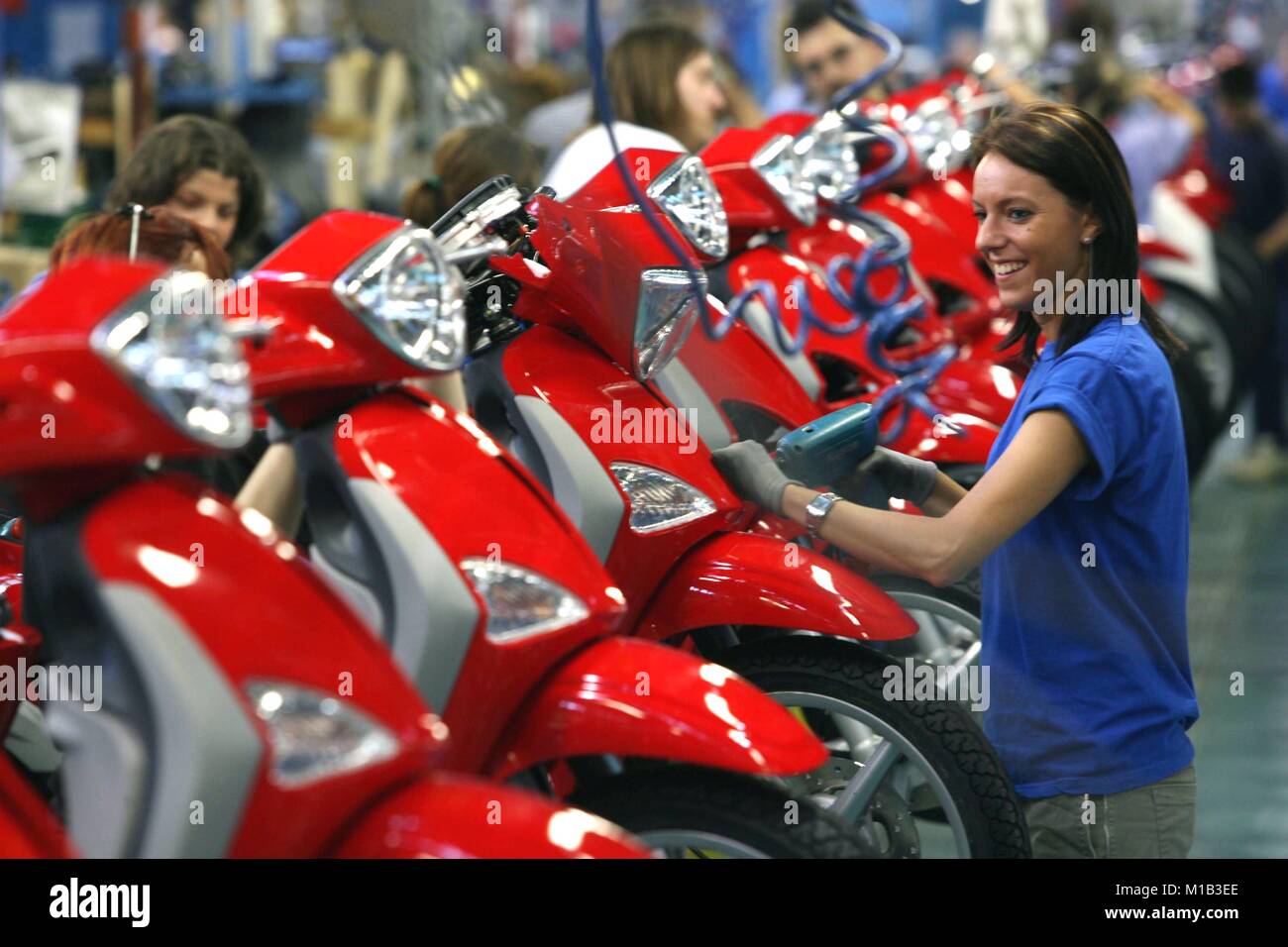 Piaggio Factory, production of motorcycles and scooters, Pontedera, Pisa, Italy    Credit © Riccardo Squillantini/Sintesi/Alamy Stock Photo Stock Photo