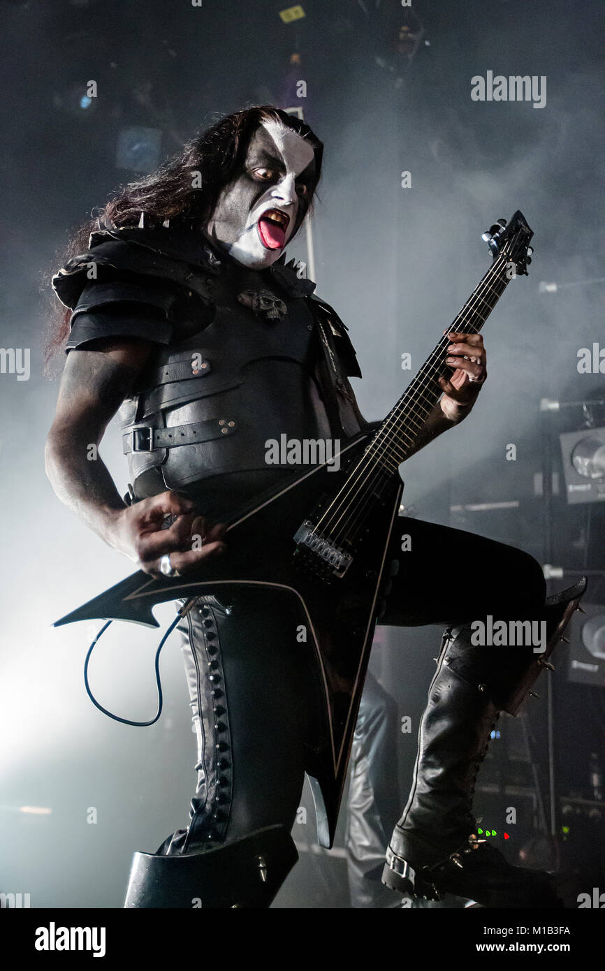 The Norwegian black metal band Abbath performs a live concert at the Norwegian heavy metal festival Blastfest 2016 in Bergen. Here vocalist and guitarist Abbath Doom Occulta is seen live on stage. Norway, 21/02 2016. Stock Photo