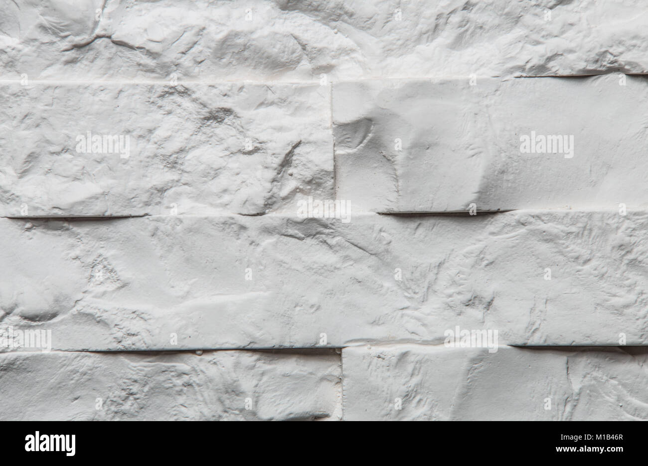 White brick wall close-up. White brick texture. Stock Photo
