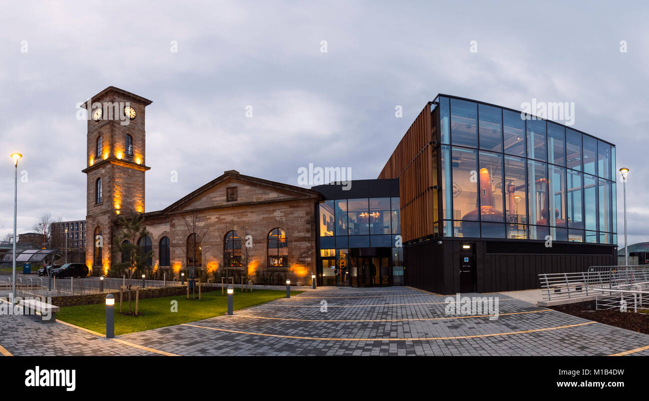 Exterior view of new Clydeside Distillery on riverbank of River Clyde in Glasgow, Scotland, United Kingdom Stock Photo