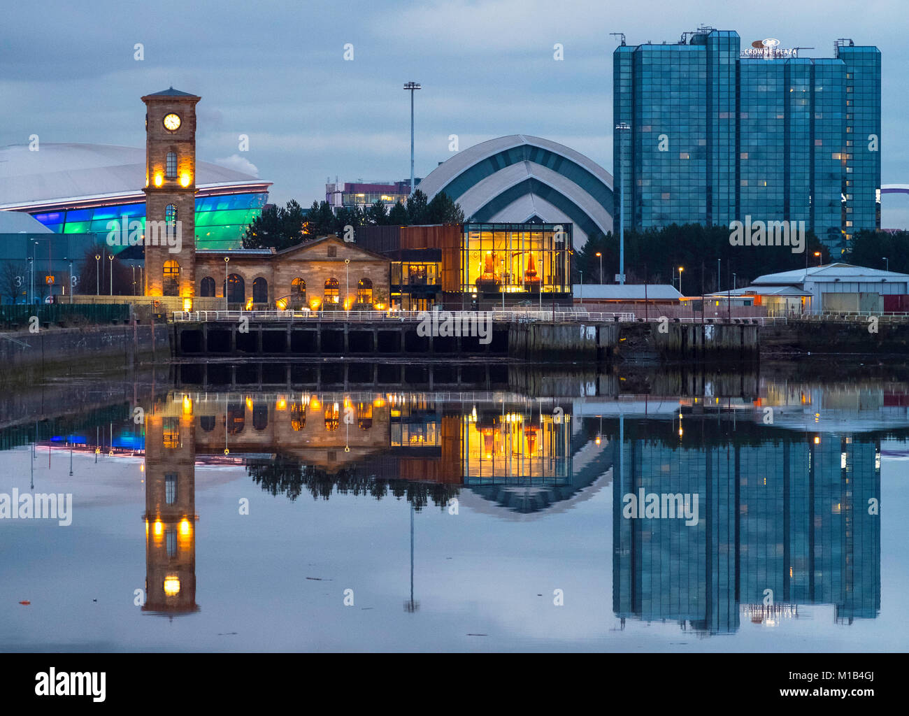 Exterior view of new Clydeside Distillery on riverbank of River Clyde in Glasgow, Scotland, United Kingdom Stock Photo