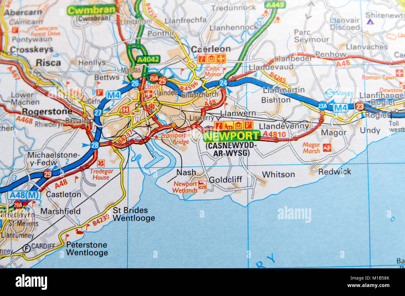 Road Map of Newport, Gwent, Wales Stock Photo - Alamy