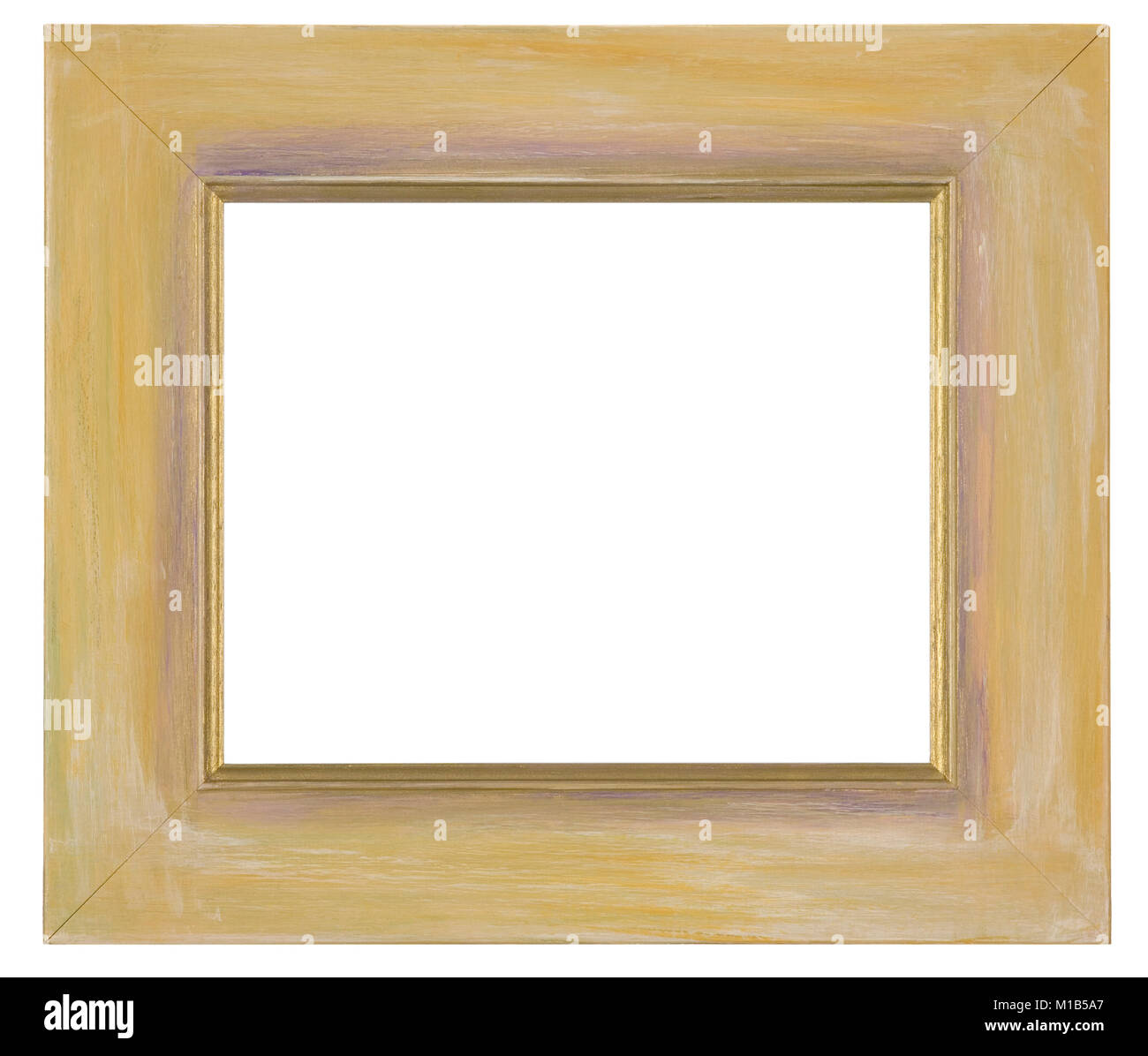 Empty picture frame, hand painted yellow moulding Stock Photo - Alamy