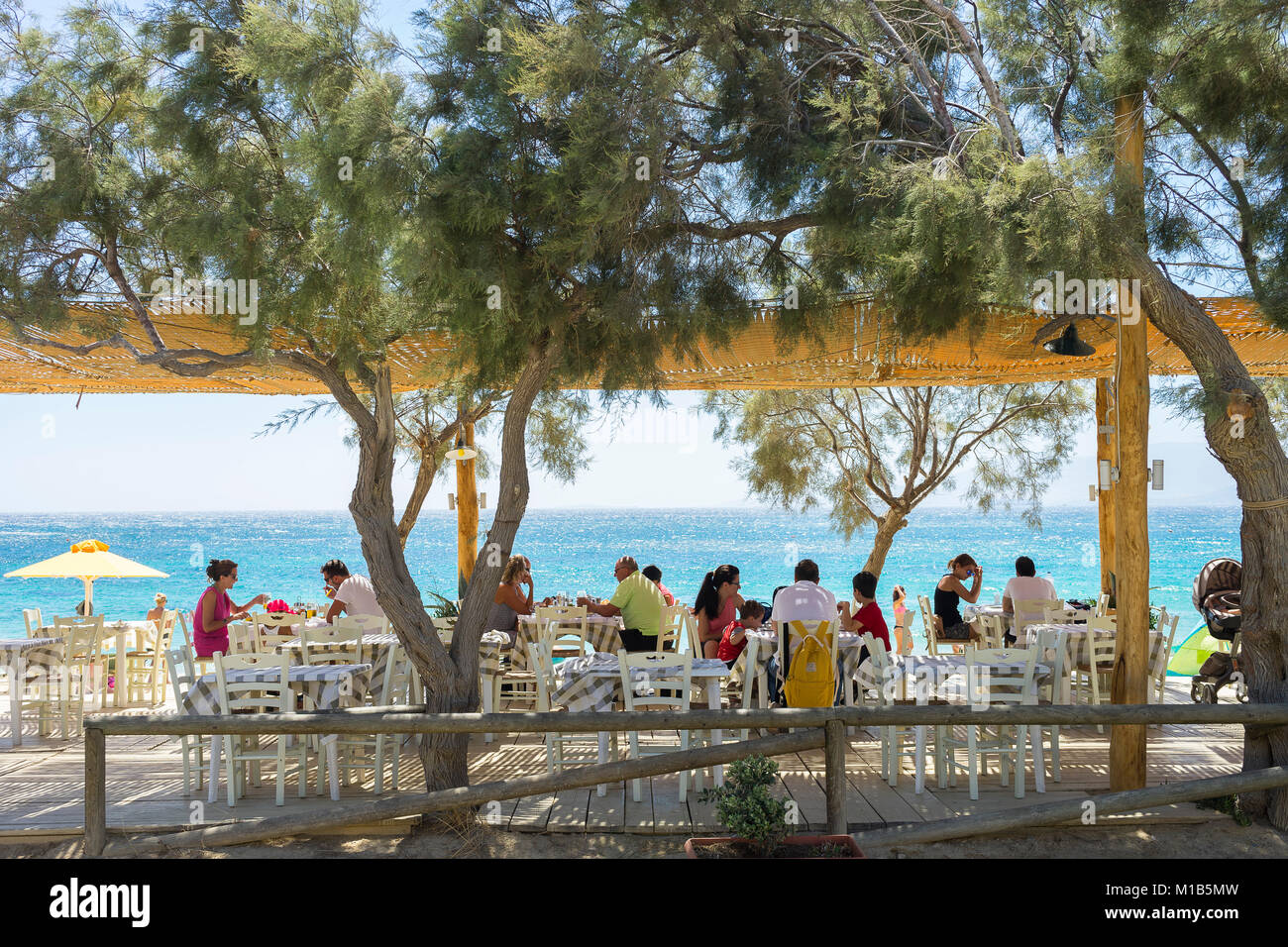 Naxos beach restaurant. Cyclades islands. Greece Stock Photo