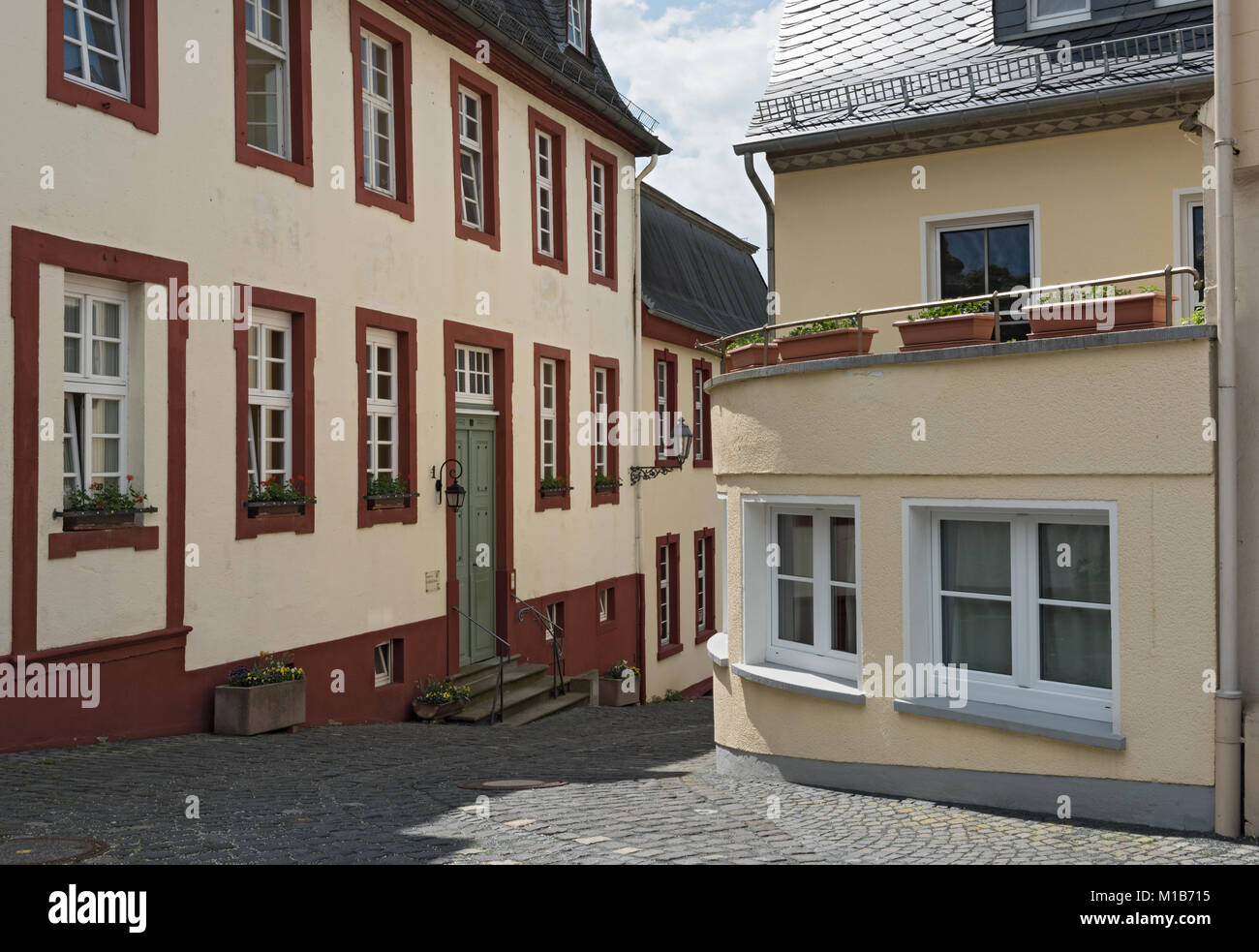 Small street in the old town of Weilburg on the Lahn, Hesse, Germany Stock Photo