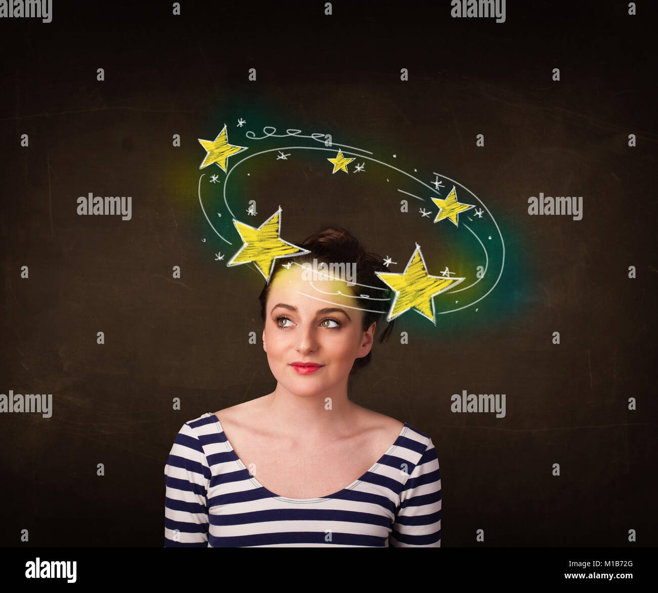 Seeing Stars Dizzy High Resolution Stock Photography And Images Alamy https www alamy com stock photo young girl with yellow stars circleing around her head illustration 172965368 html