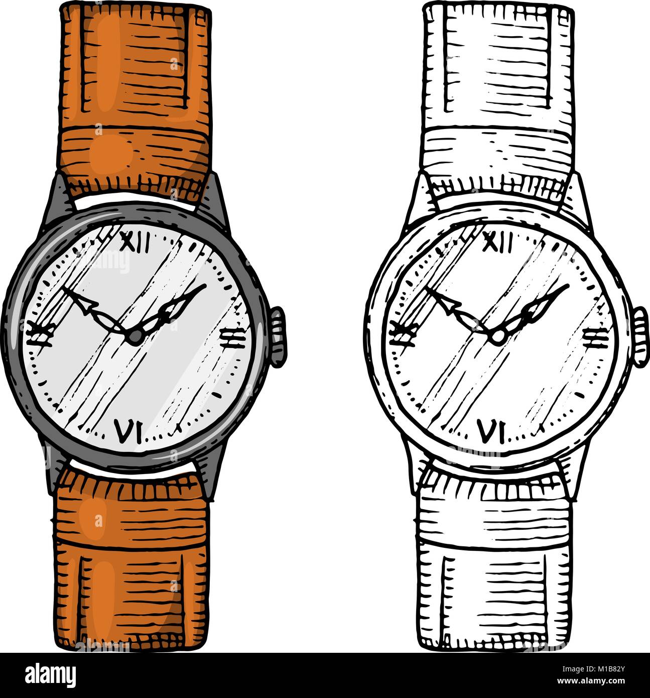 Premium Vector | Vector hand drawn wrist watch outline doodle icon. clock  sketch illustration for print, web, mobile and infographics isolated on  white background.