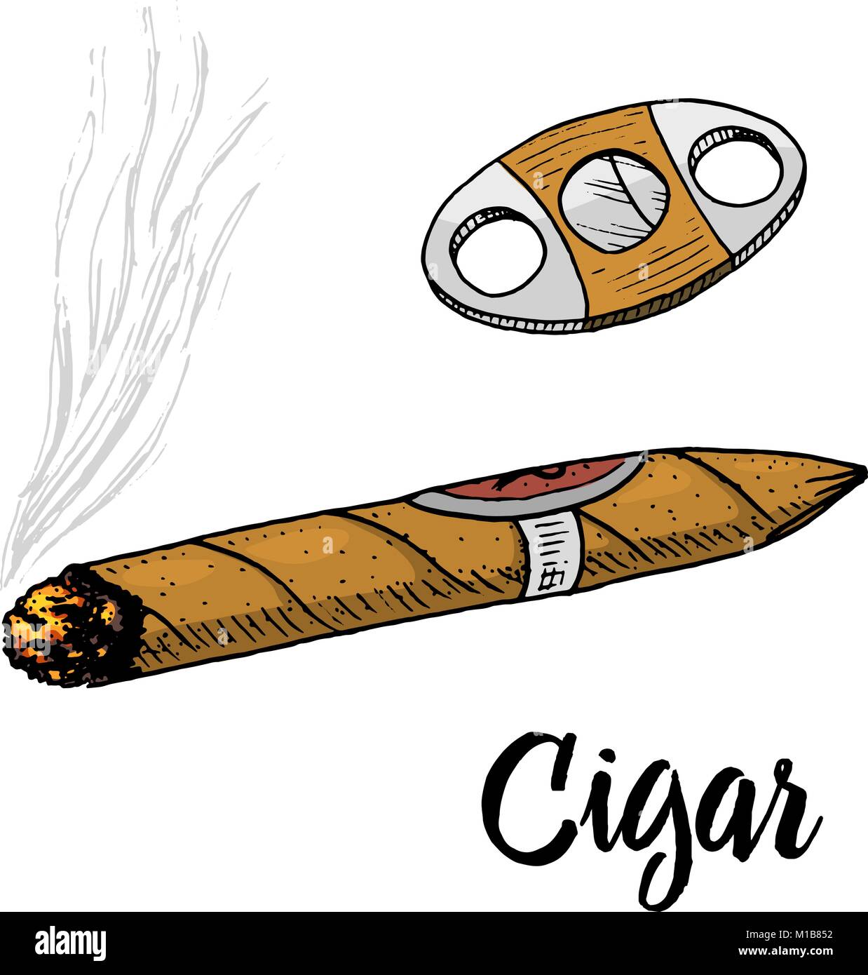 Lighting Cigar Sketch Vector Illustration Royalty Free SVG Cliparts  Vectors And Stock Illustration Image 19013288