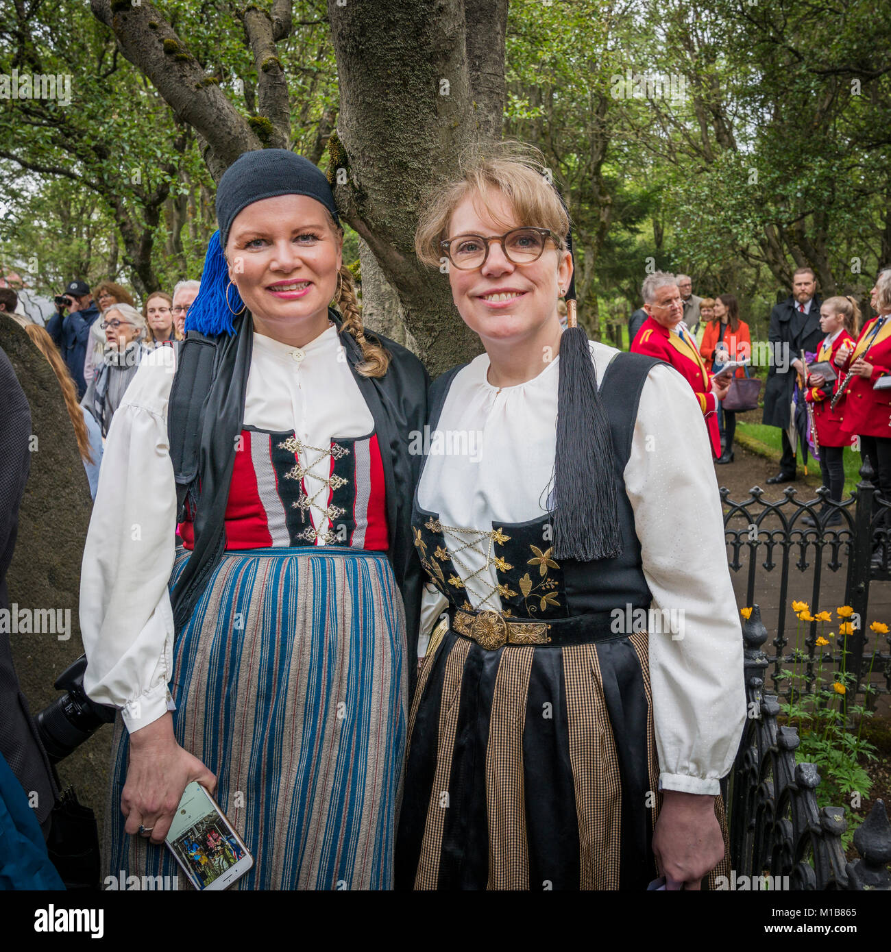 Traditional National Costumes-Summer celebration, Independence Day, Reykjavik, Iceland Stock Photo