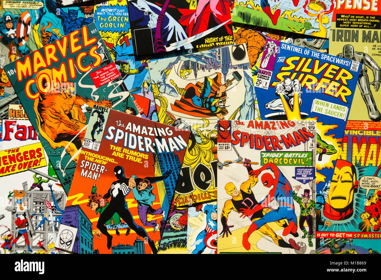 PRAGUE, CZECH REPUBLIC - JANUARY 29: Colorful vintage comic 