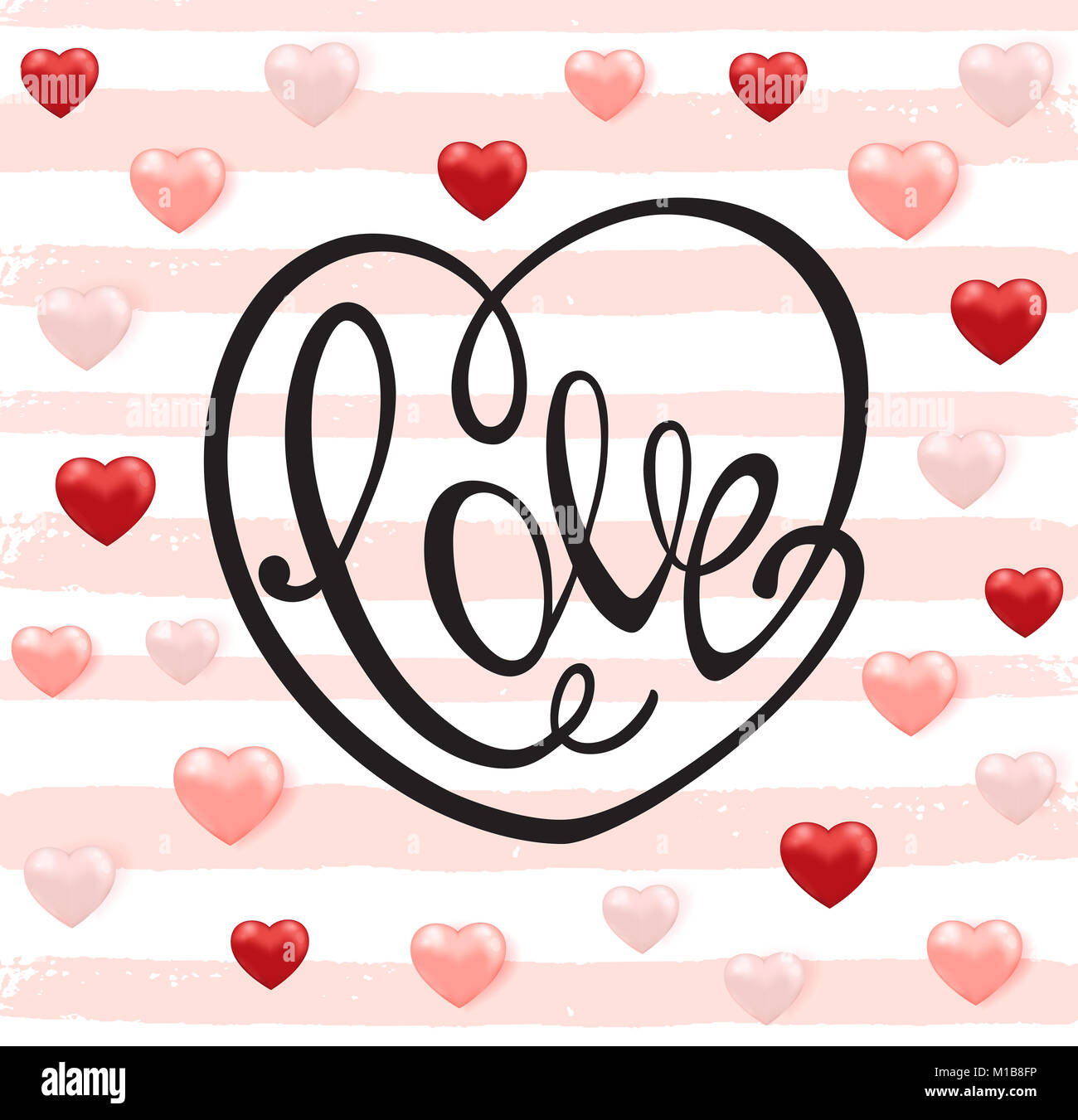 Romantic pink background with love calligraphy for Valentine's day ...