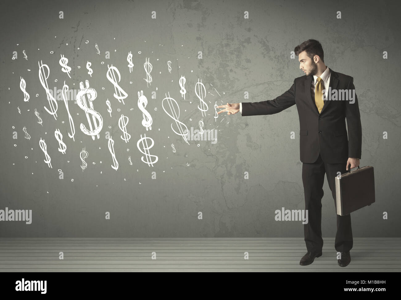 Young business people with hand drawn dollar signs concept Stock Photo ...