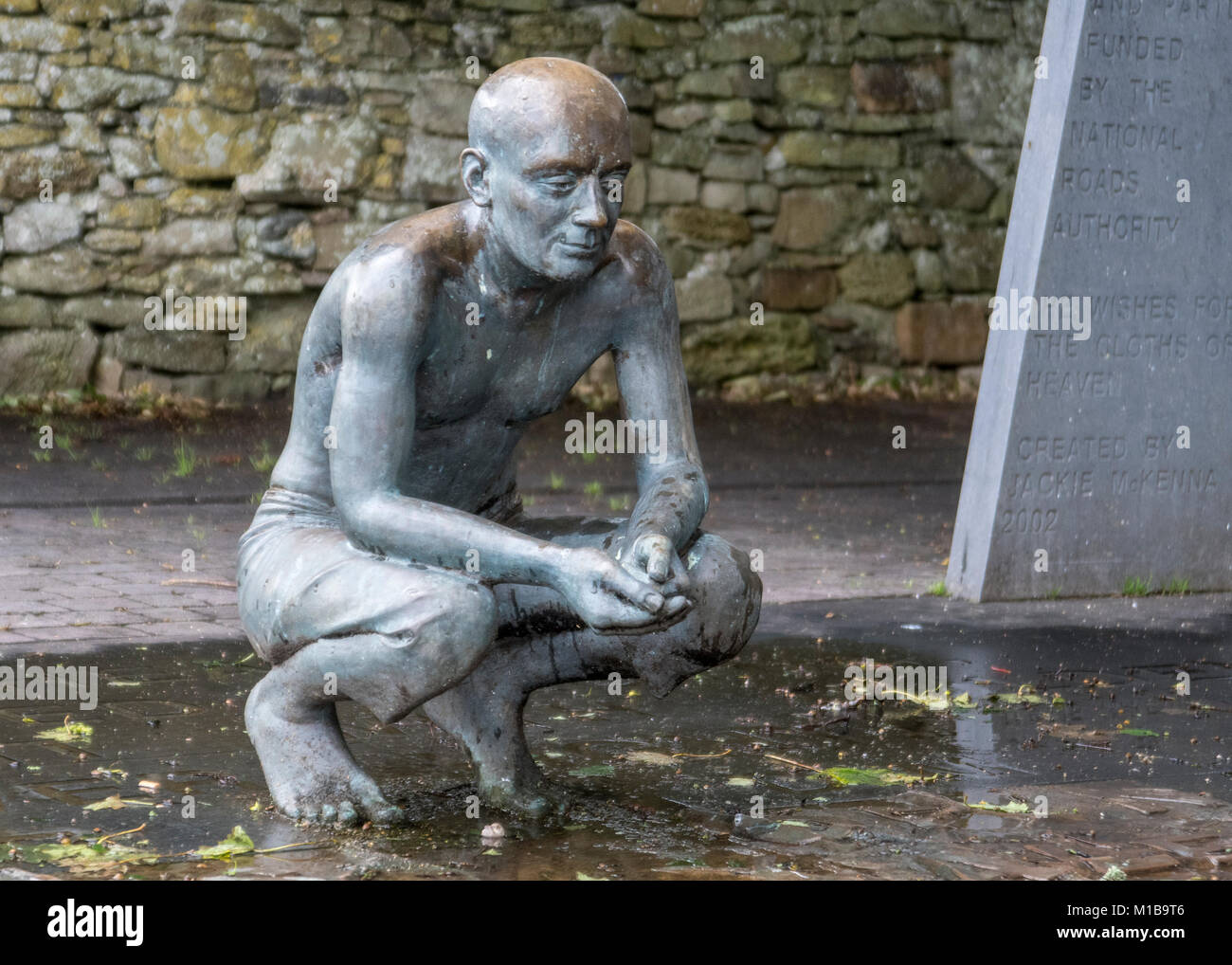 'He Wishes for the Cloths of Heaven'  William Butler Yeats poem memorialized the sculpture Jackie McKenna. Stock Photo