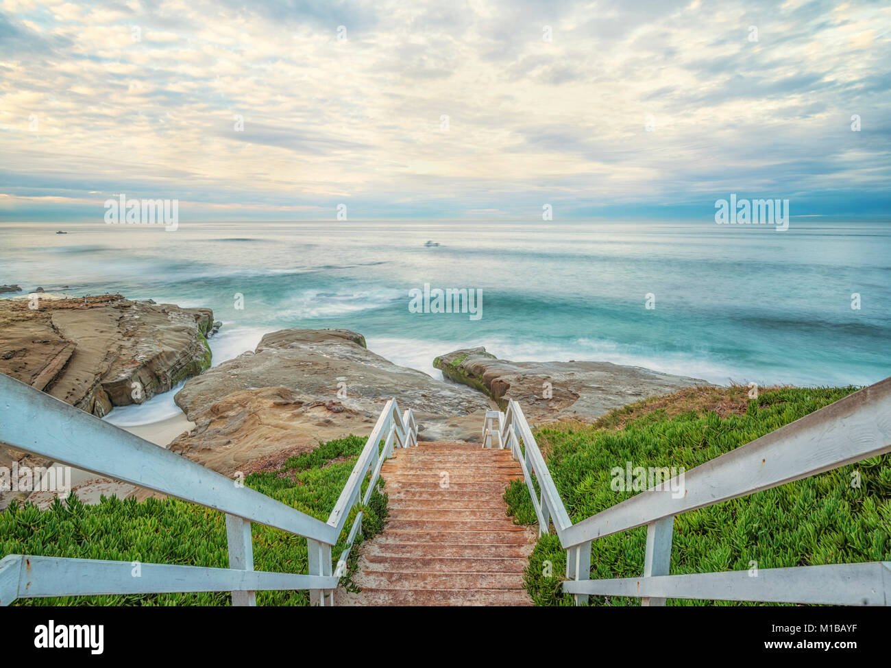 View Of The Ocean And Coastline From Stairs Above Windansea Beach La Jolla California Usa Stock Photo Alamy
