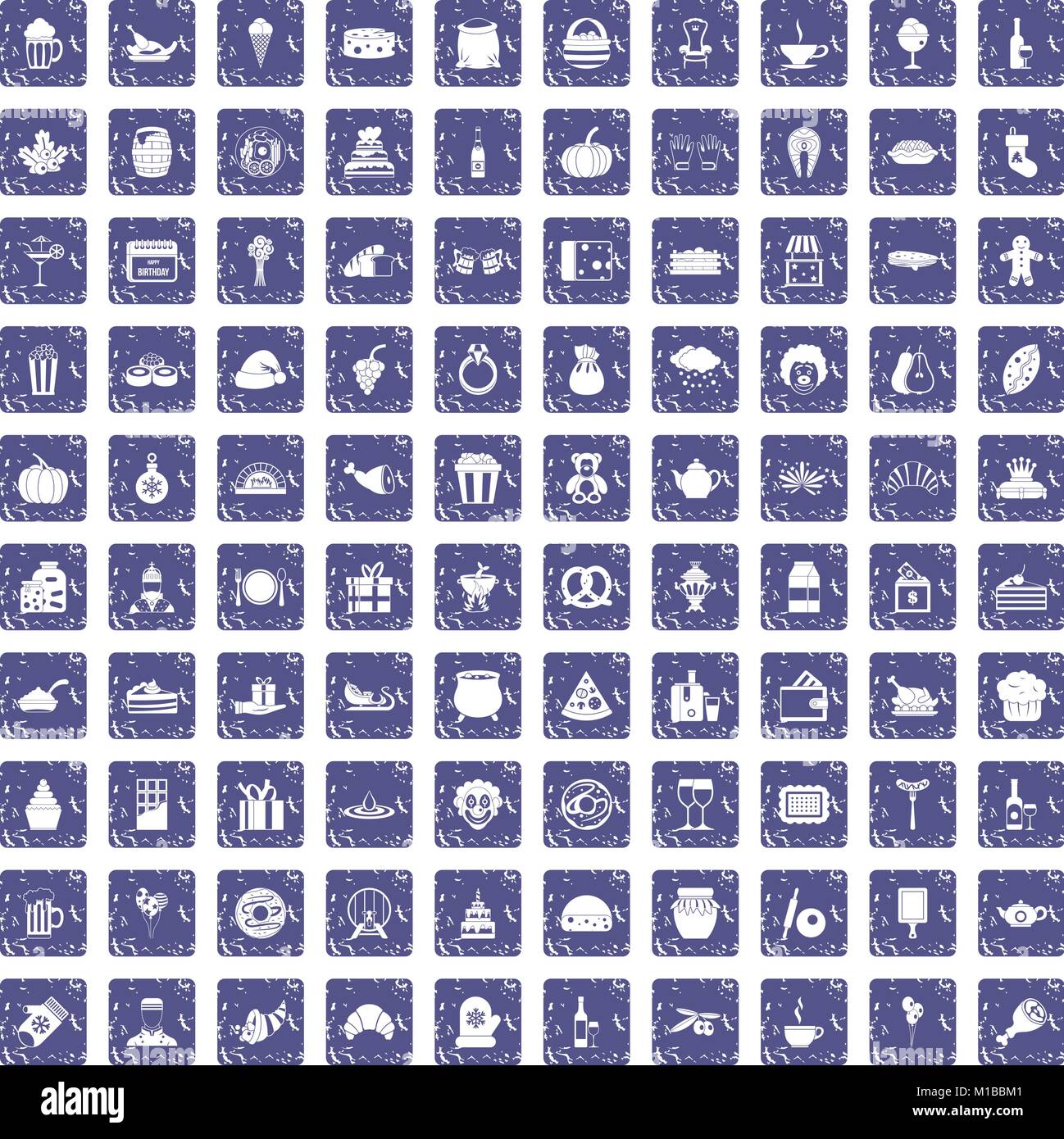 100 bounty icons set grunge sapphire Stock Vector