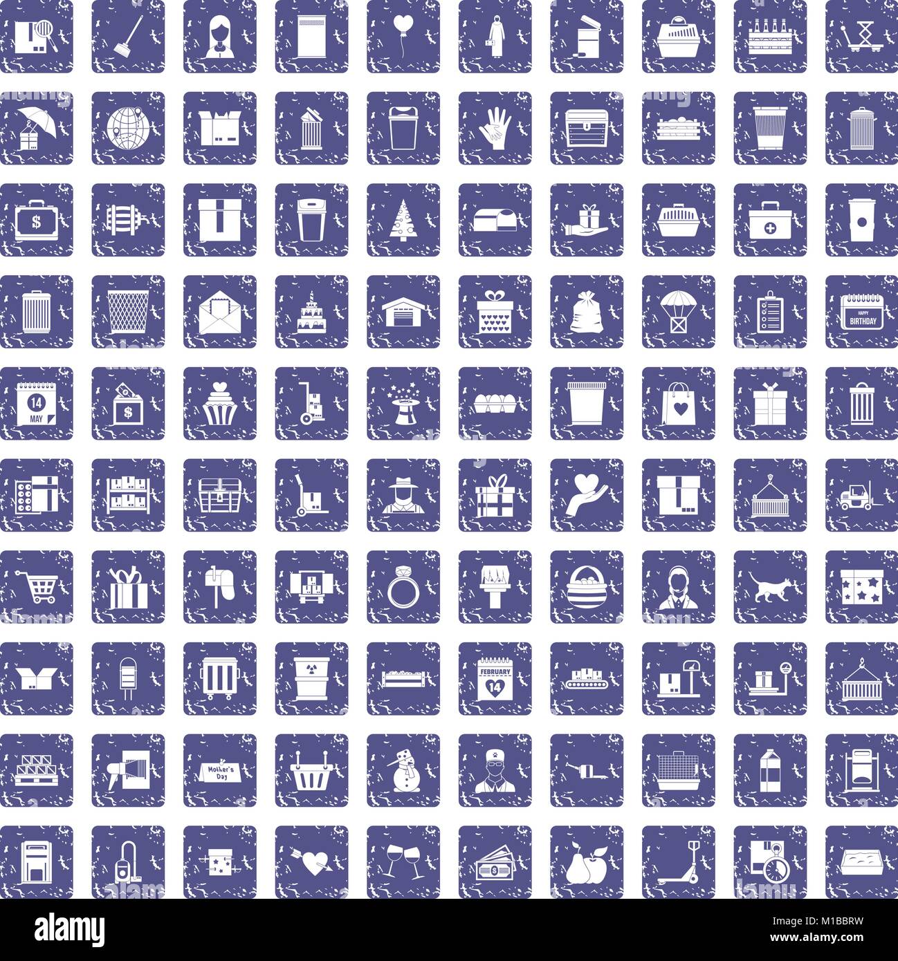 100 box icons set grunge sapphire Stock Vector Image & Art - Alamy
