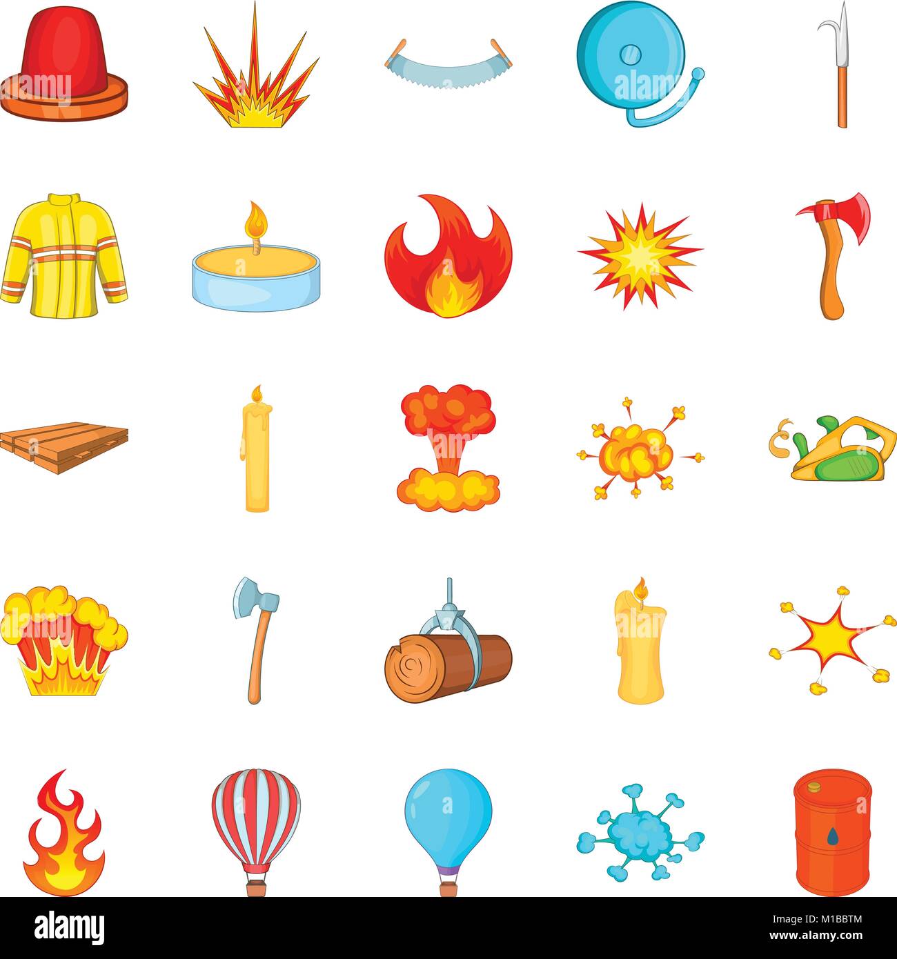 Firefighter icons set, cartoon style Stock Vector Image & Art - Alamy