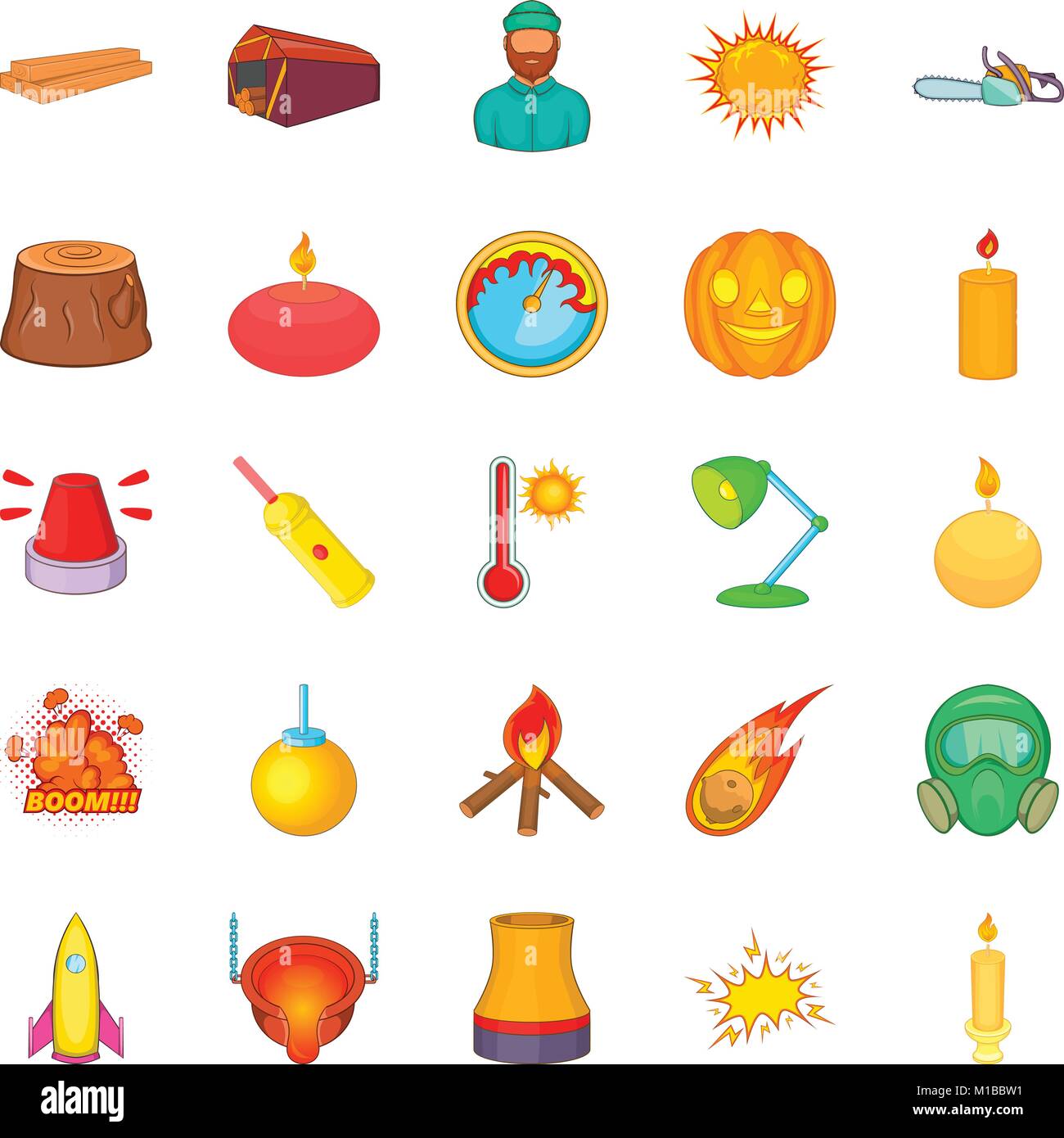 Fireman icons set, cartoon style Stock Vector Image & Art - Alamy