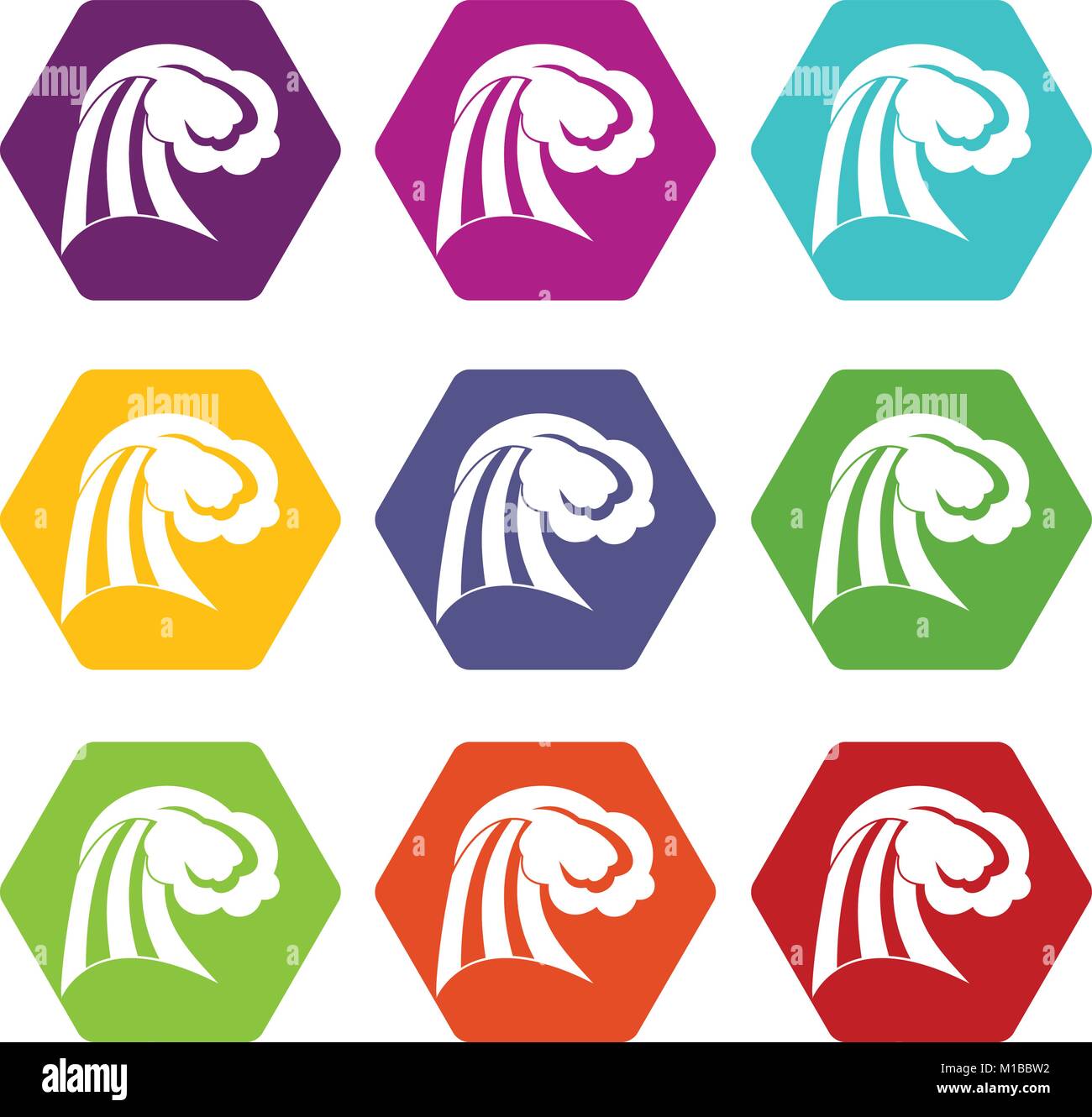 Big wave icon set color hexahedron Stock Vector Image & Art - Alamy