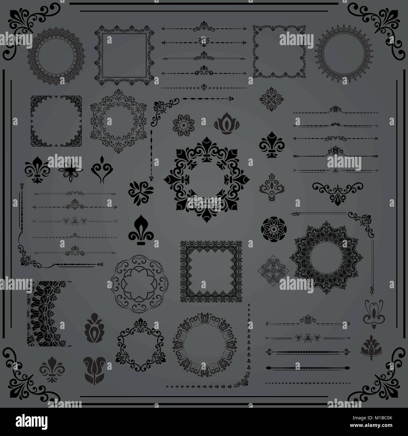 Vintage Set of Vector Horizontal, Square and Round Elements Stock ...