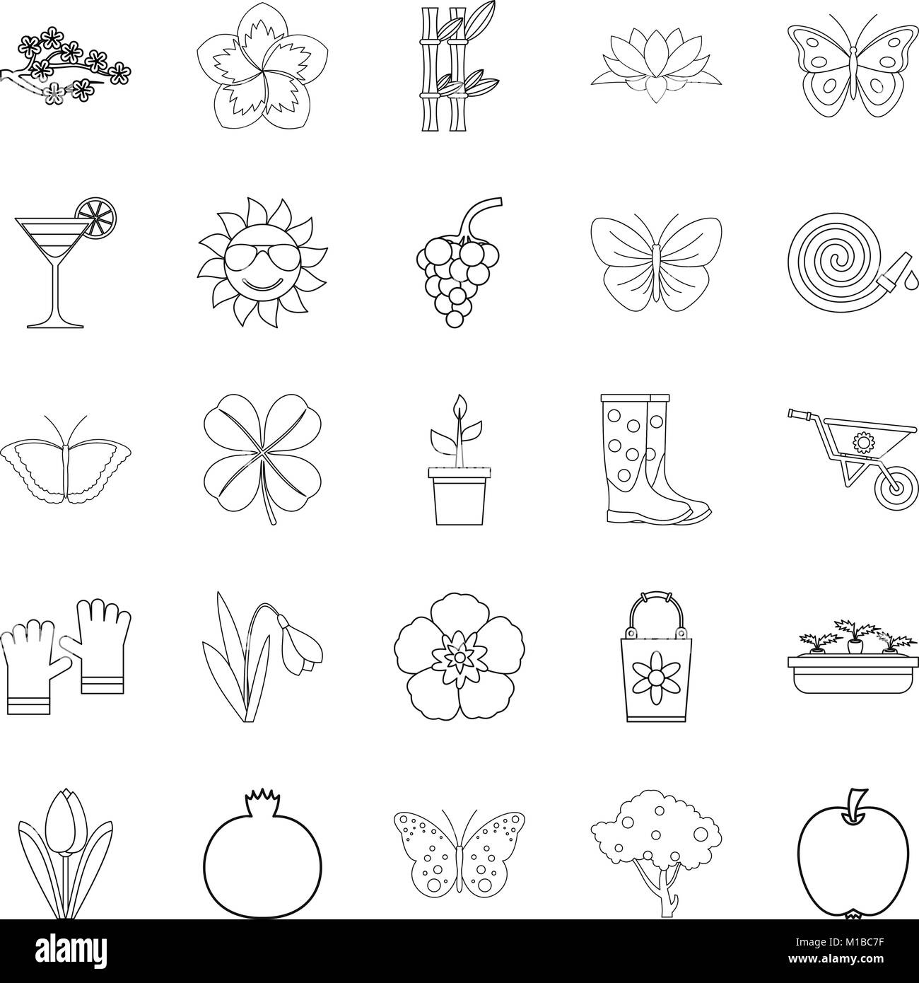 Flower icons set, outline style Stock Vector Image & Art - Alamy