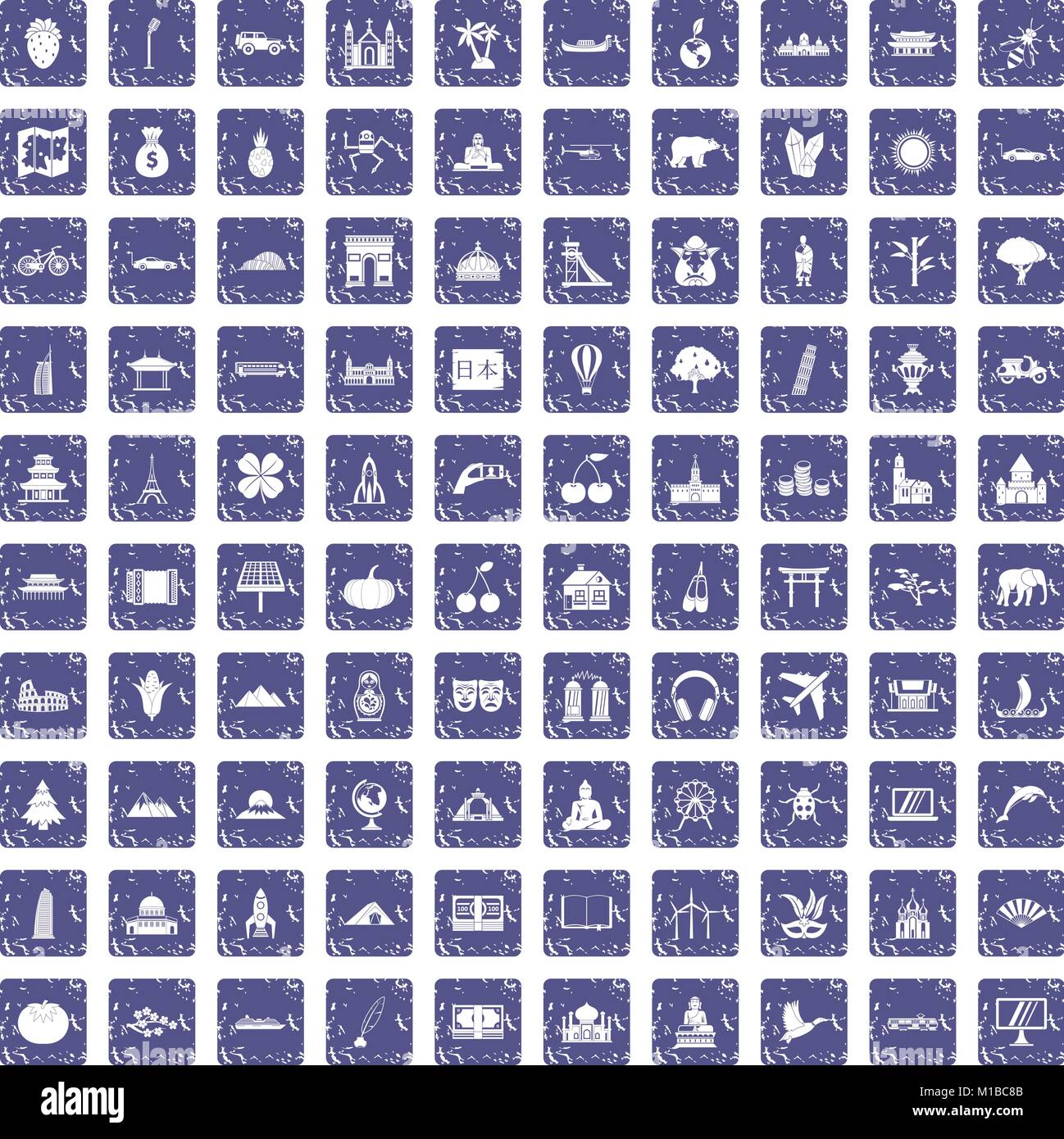 100 world icons set grunge sapphire Stock Vector Image & Art - Alamy