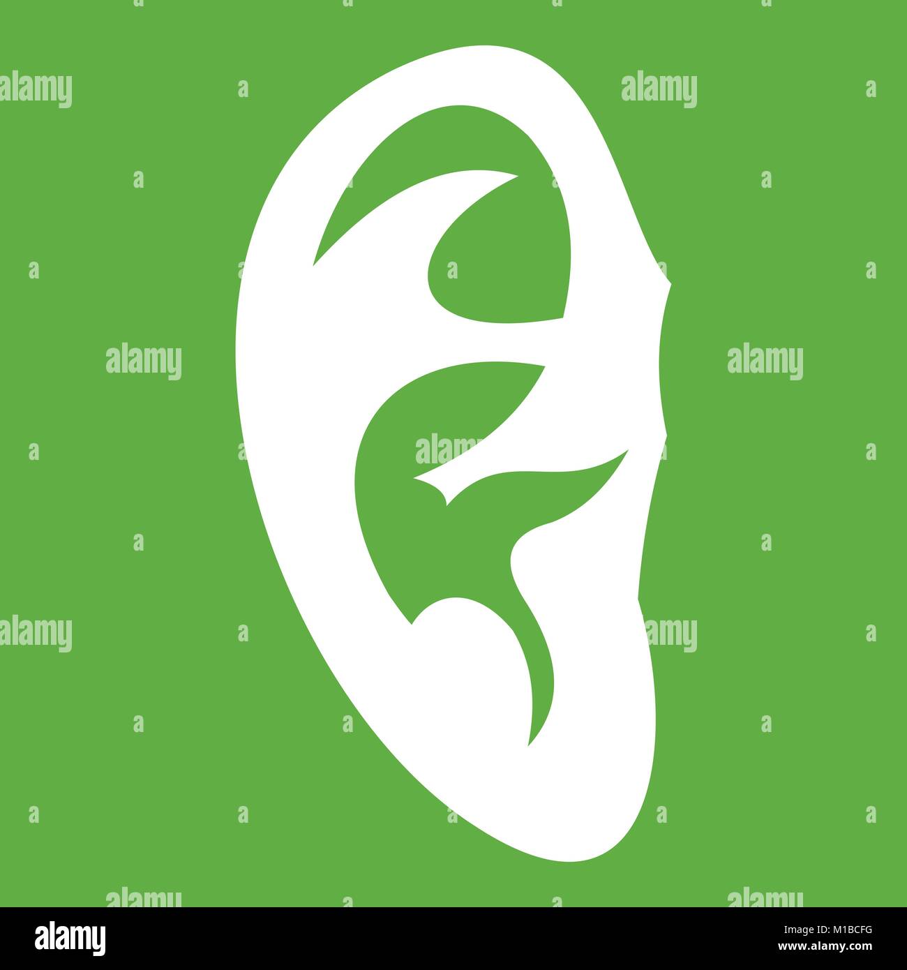 Ear icon green Stock Vector