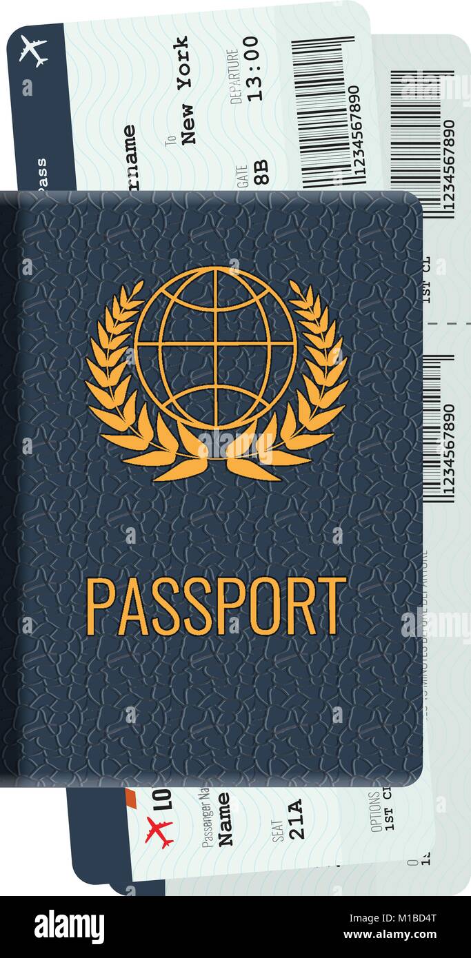 Passport and two airline passenger tickets mockup Stock Vector Image & Art Alamy