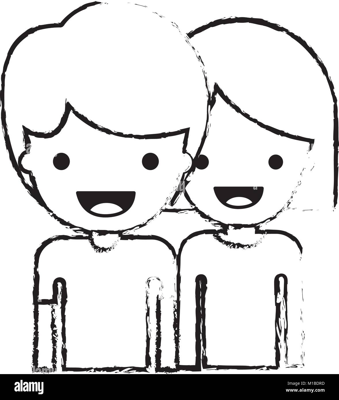 Half Body People With Boy In T Shirt And Short Hair And Girl In T Shirt Long Sleeve And Short Hair In Black Blurred Contour Stock Vector Image Art Alamy Half Body People With Boy In T Shirt And Short Hair And Girl In T Shirt Long Sleeve And Short Hair In Black Blurred Contour Stock Vector Image Art Alamy