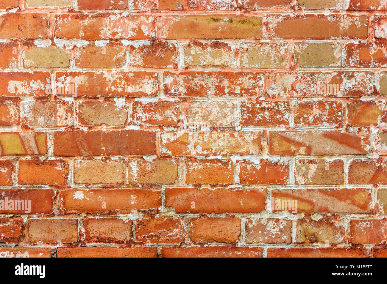Background of old vintage dirty brick wall with peeling plaster ...