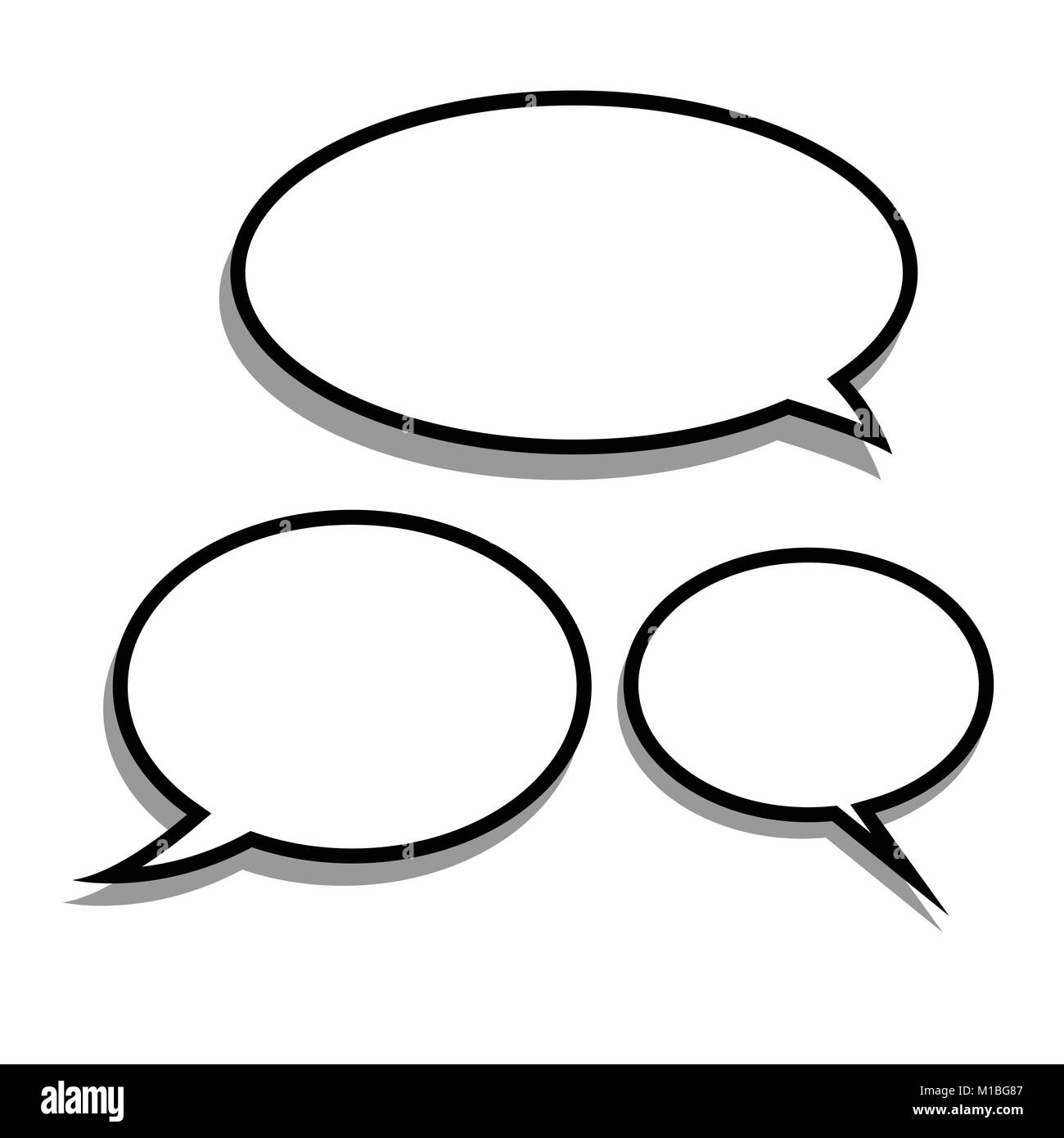 Vector set of stickers of speech bubbles. Blank empty white speech ...