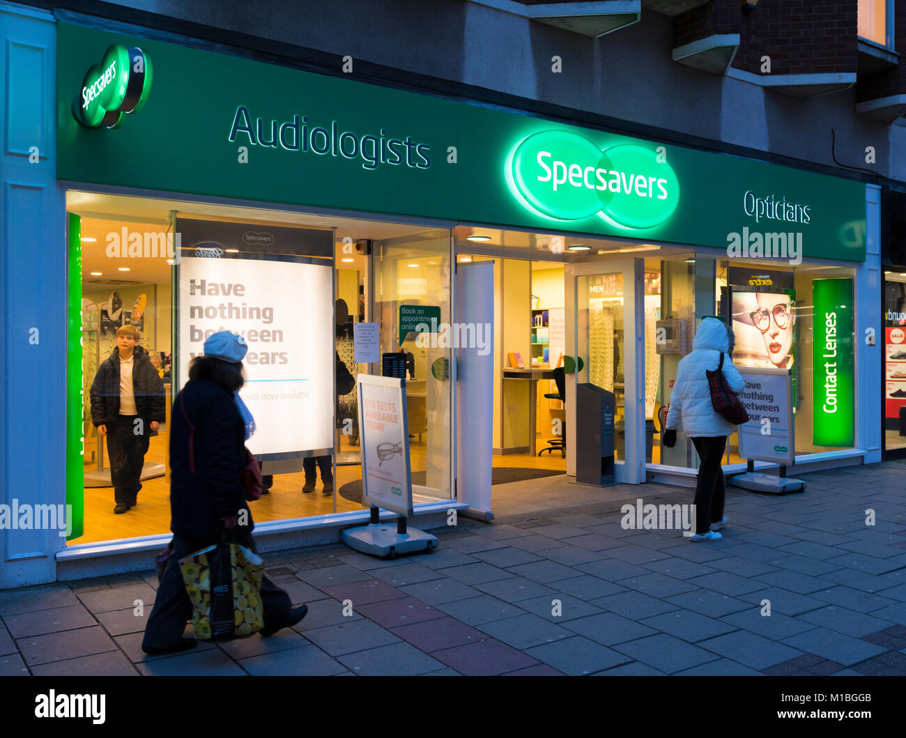 Specsavers opticians store front entrance in England, UK. Stock Photo