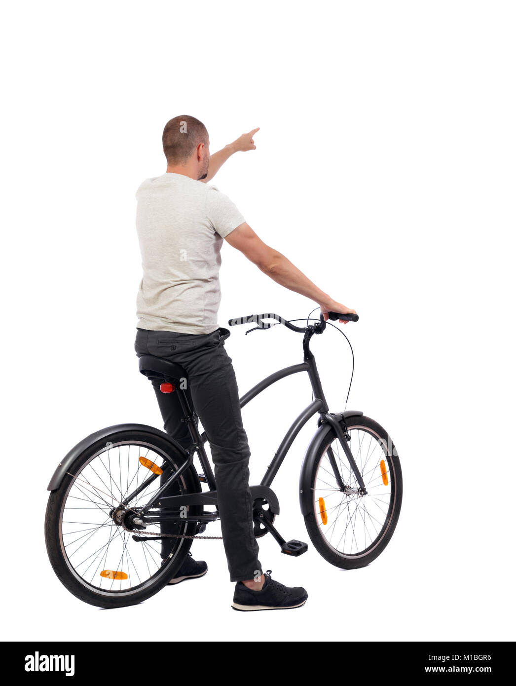 Cyclist side view white background hires stock photography and images