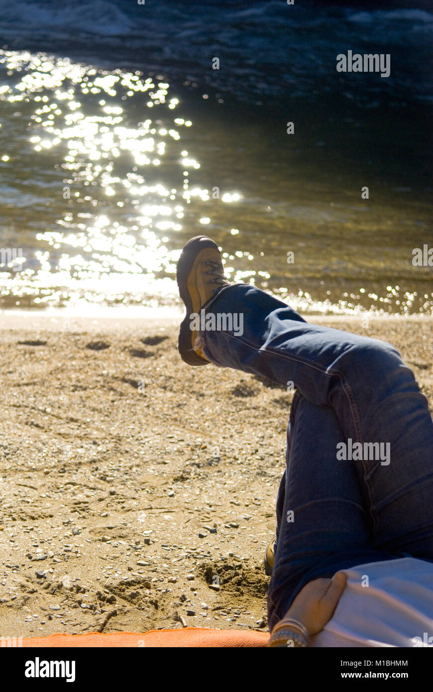 Woman rests legs wearing hi-res stock photography and images - Alamy