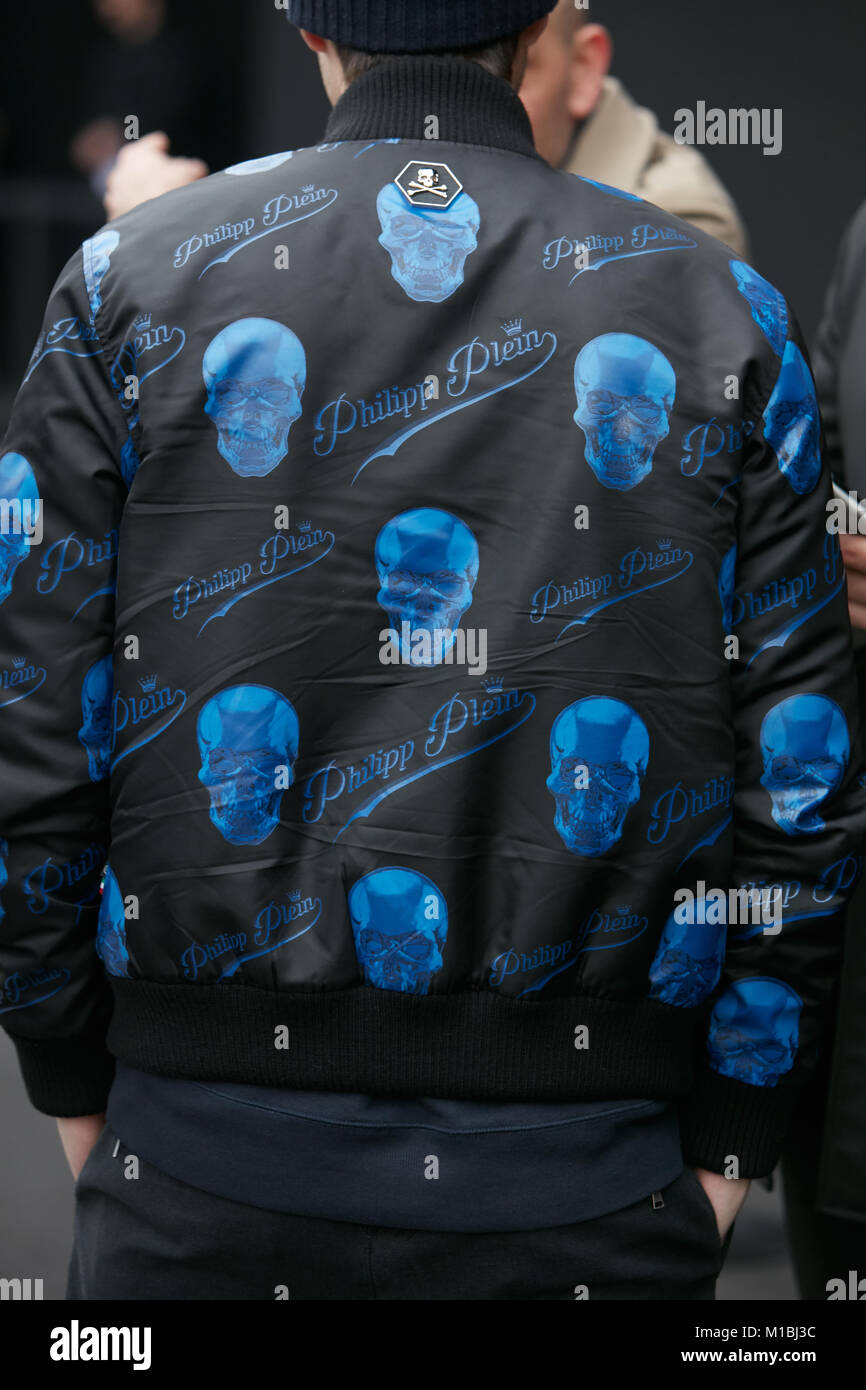 MILAN - JANUARY 15: Man with Philipp Plein bomber jacket with blue Stock  Photo - Alamy