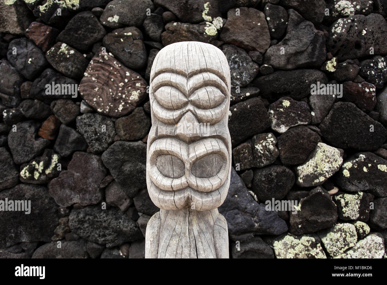 Tiki of Puuhonua o honaunau, (Place of Refuge), Big Island, Hawaii Stock Photo