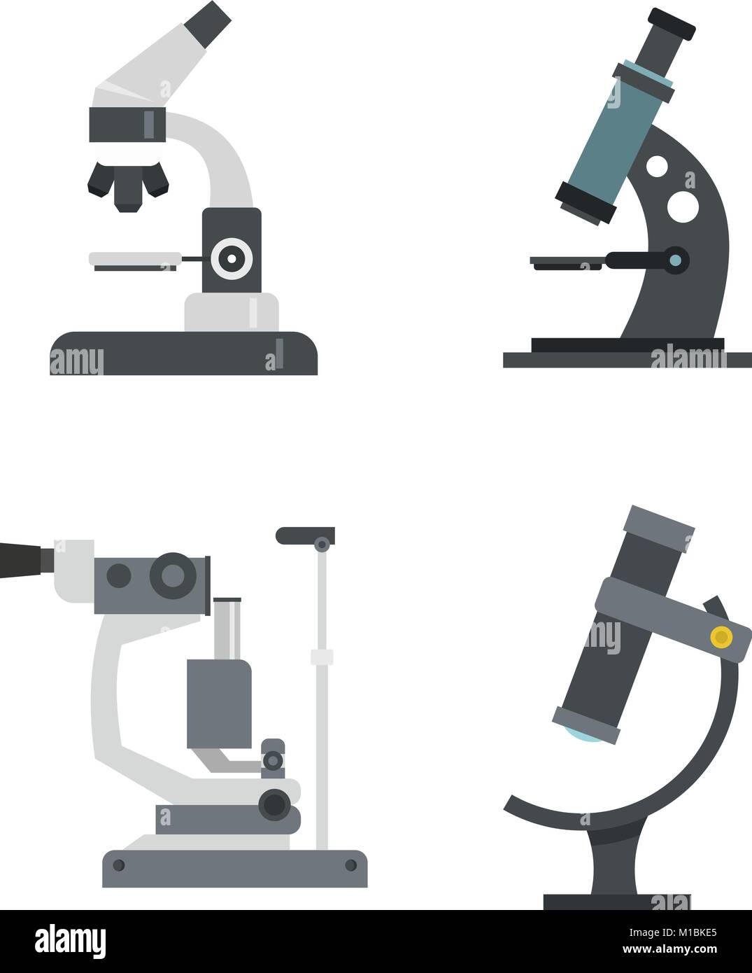 Microscope icon set, flat style Stock Vector Image & Art - Alamy