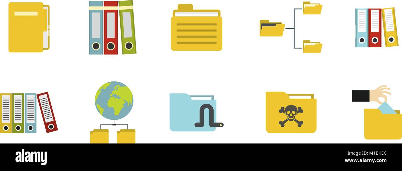 Folder icon set, flat style Stock Vector Image & Art - Alamy