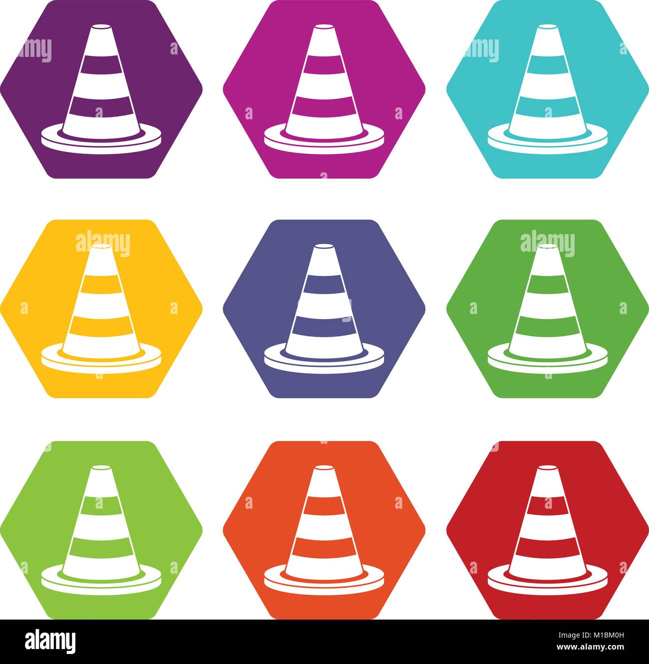 Traffic cone icon set color hexahedron Stock Vector Image & Art - Alamy