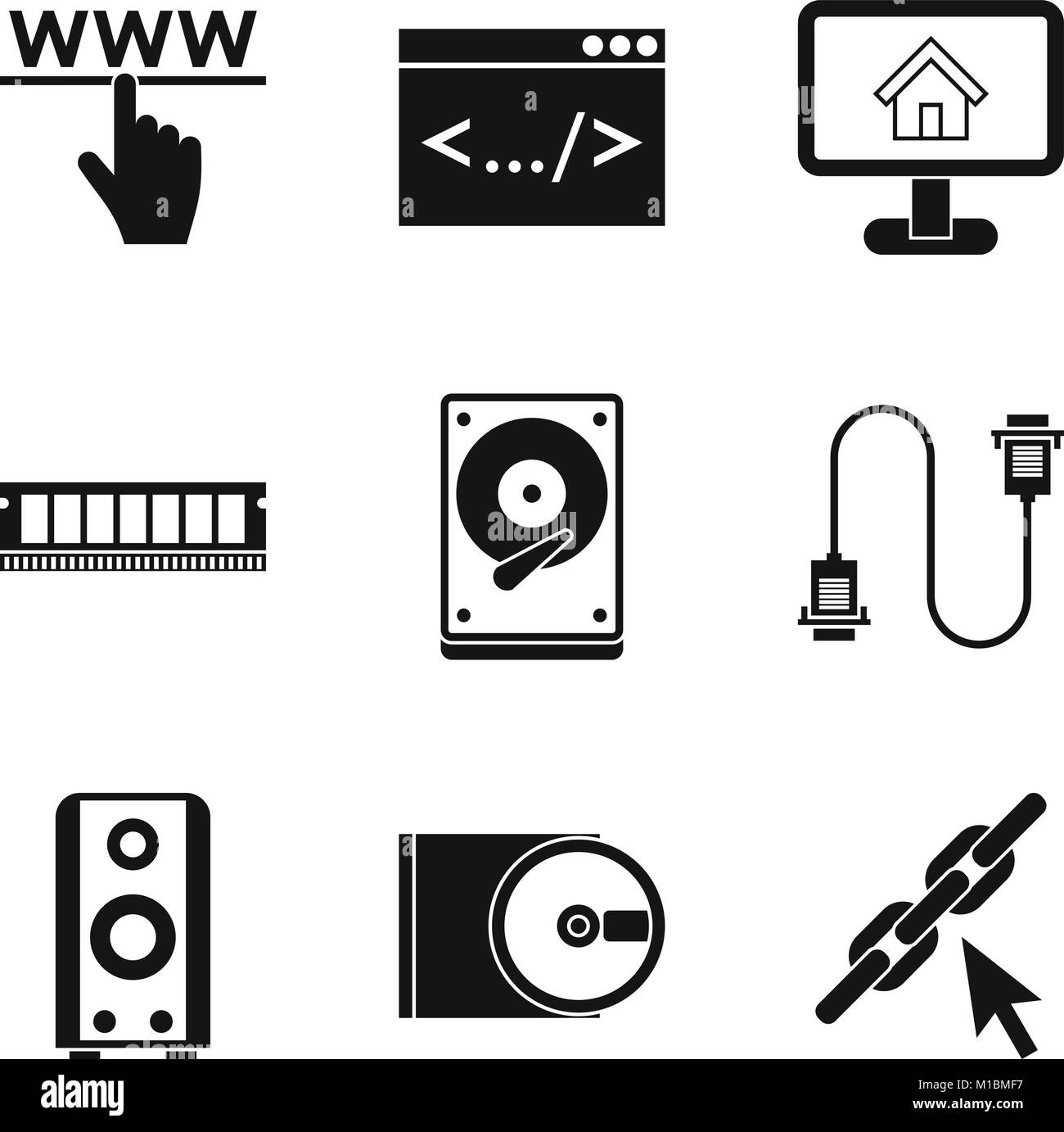Global network icons set, simple style Stock Vector Image & Art - Alamy