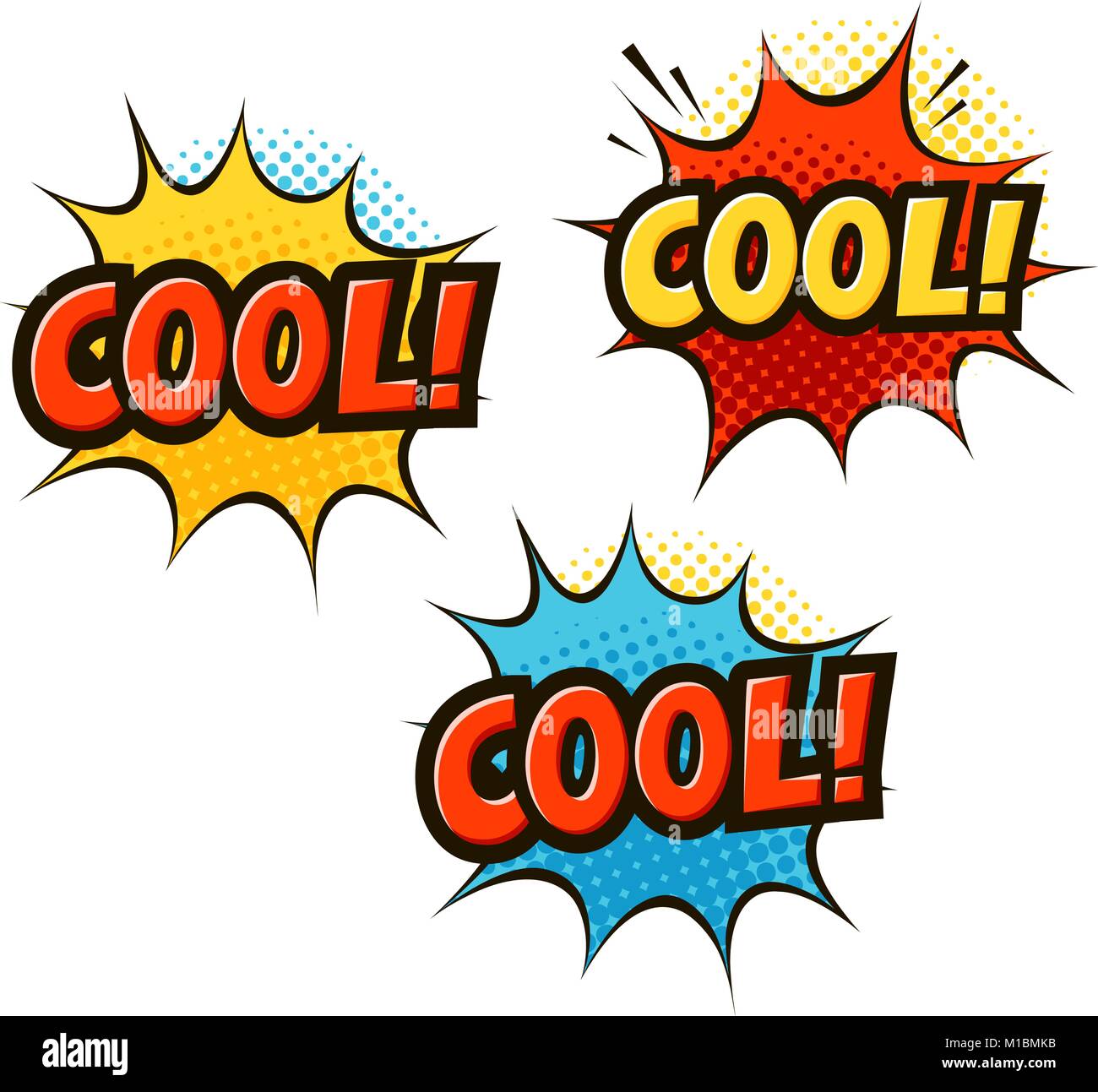 COOL in pop art retro comic style. Cartoon slang vector illustration Stock Vector